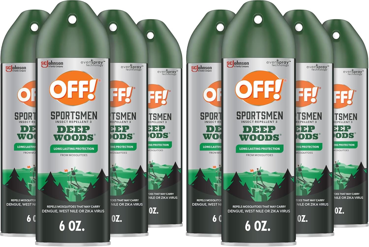 OFF! Deep Woods Sportsmen Insect Repellent Aerosol, Bug Spray Containing 30% Deet, Protects Against Mosquitoes, 6 Oz, 4 Count (Pack of 2)