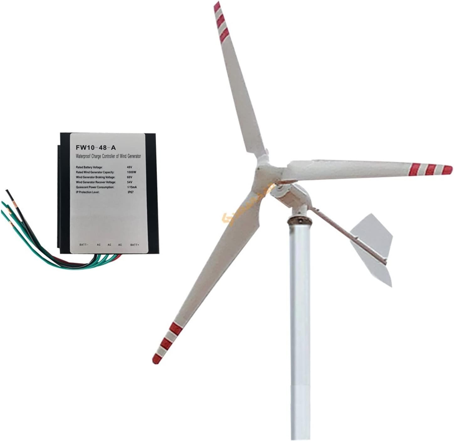 Wind Turbine 2000w 48V 24V Wind Turbine Generator, Windmill Horizontal Wind Turbine Generator Kit Energy Altern With Mppt Controller Inverter (Color : MPPT Controller, Size : 3_24V_1000W)