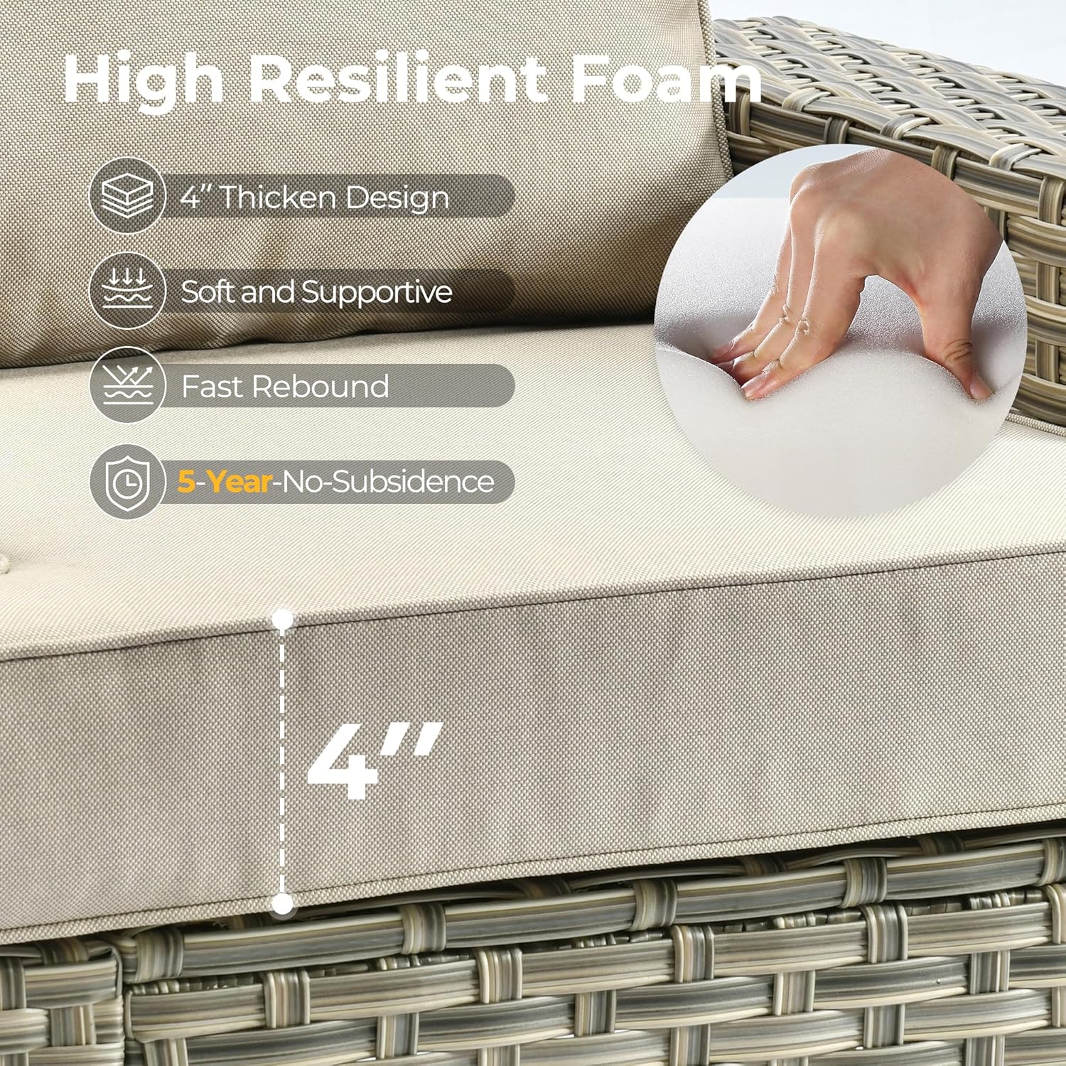 HOOOWOOO Outdoor Sectional Patio Furniture Set with Fire Pit Table,15 Pieces Wicker Conversation Sets L Shaped Couch,Extra Deep Out Door Sofa Outside Furniture with Swivel Chair Ottoman,Beige