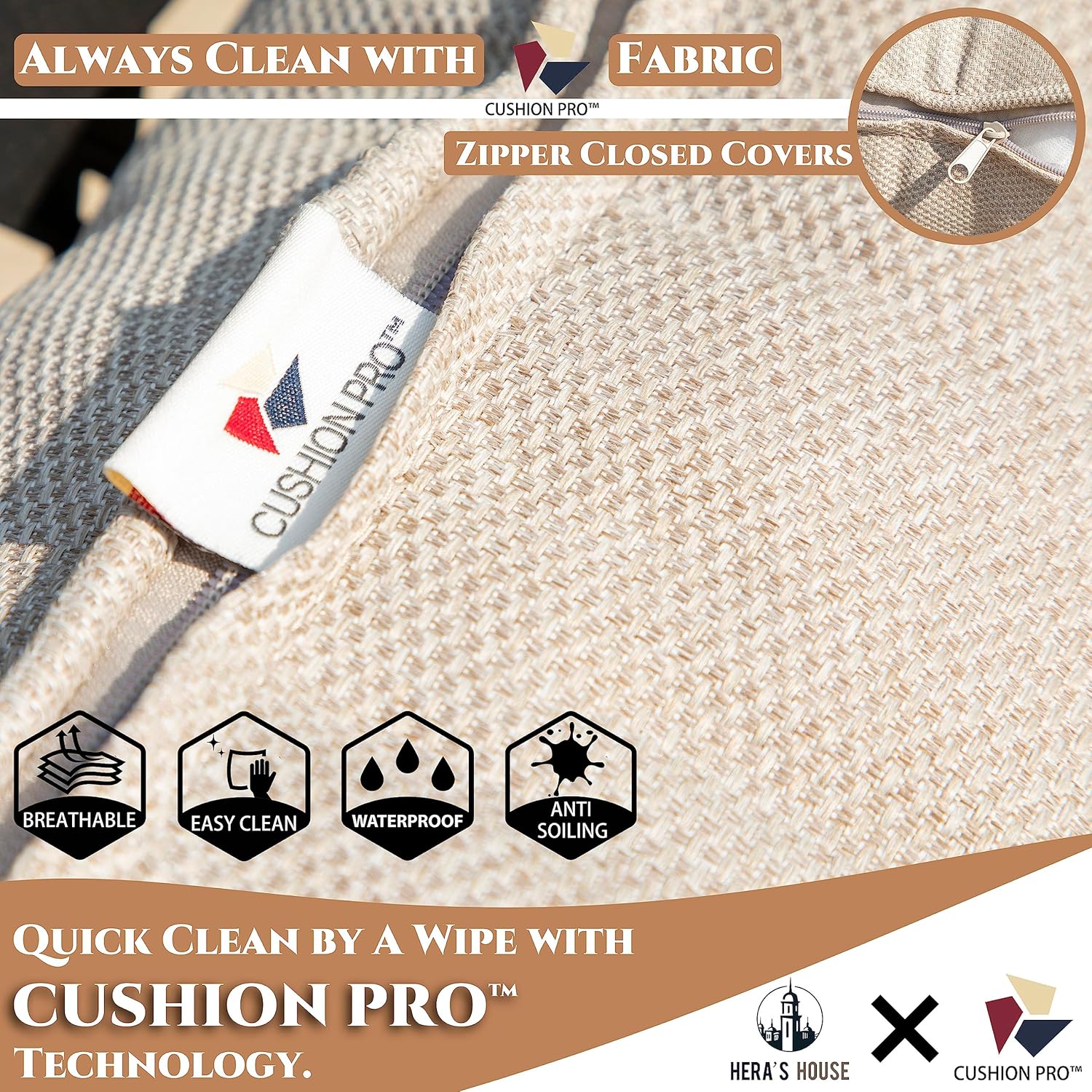 HERA'S HOUSE 4 Pieces Patio Furniture Set with Fire Pit Table, 2 x Single Chair, 3-Seat Sofa with 45