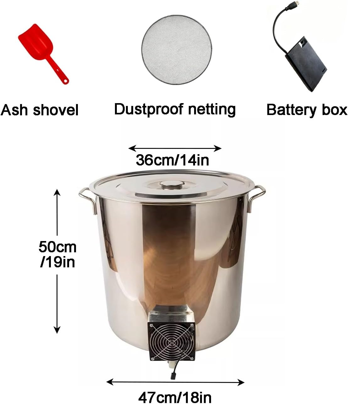 Smokeless Fire Pit, Burn Barrels for Outside, Paper Burner, Outdoor Fireplace, Fire Cage for Burning Garbage, Waste Paper, Leaves(Silver,47cm/18in)