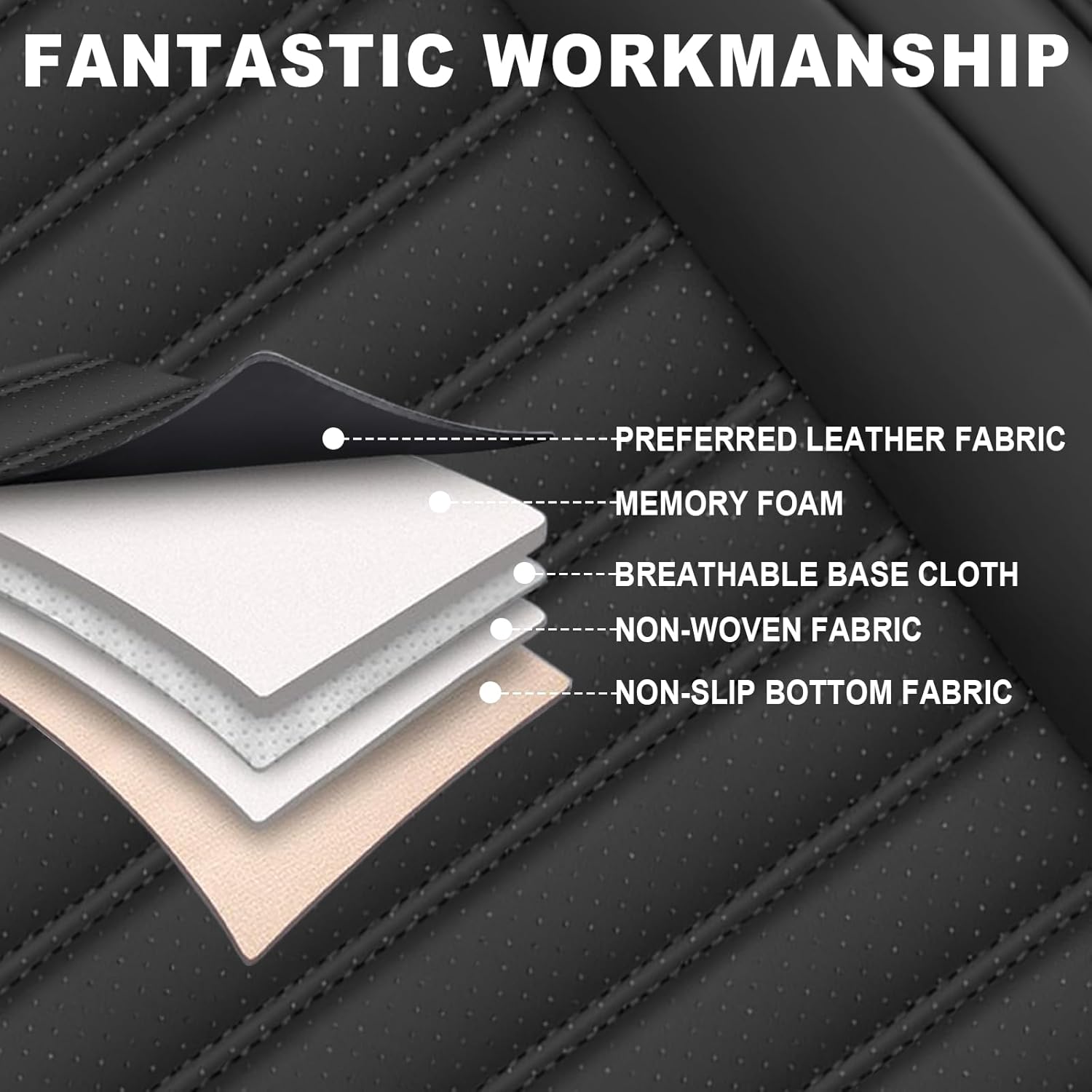 Seat Covers Full Set Fit for Jeep Wrangler 2007-2025, Breathable and Comfortable Leather Car Seat Cover, Deluxe Waterproof Cushion Cover Auto Interior Accessories (Black)