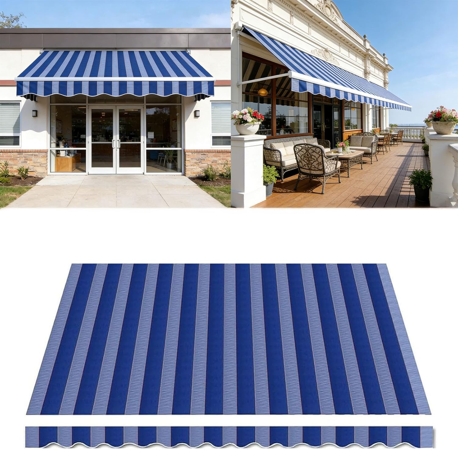11 Ft X 8 ft Retractable Awning Fabric Replacement Outdoor Manual Awning Cover Patio Sun Shade Shelter Water-Resistant Polyester Canopy Cover(Size:19.5x11.5ft,Color:A)