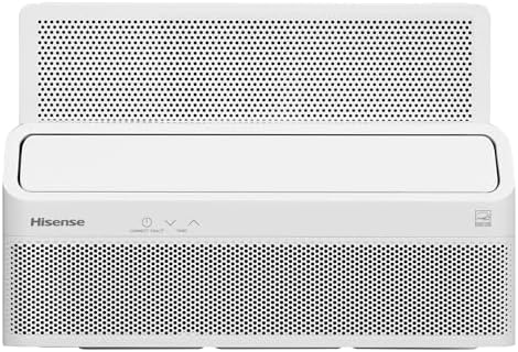 Hisense 8,000 BTU Smart Inverter Window Air Conditioner with Easy Install Bracket, Covers Up to 350 Sq Ft, Ultra-Slim Profile, 3 Fan Speeds, 700W, Smart controls, 4‑Way Air Direction - HLAW0825TW