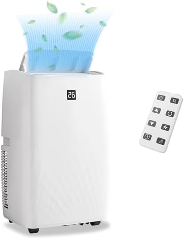 Portable Air Conditioners, 14000 BTU, 3-In-1 Unit Offers Fast Cooling, Dehumidification, Three-Speed Fan for Rooms Up to 750 Sq. Ft, with a 24-Hour Timer, Remote Control, and Operates Quietly