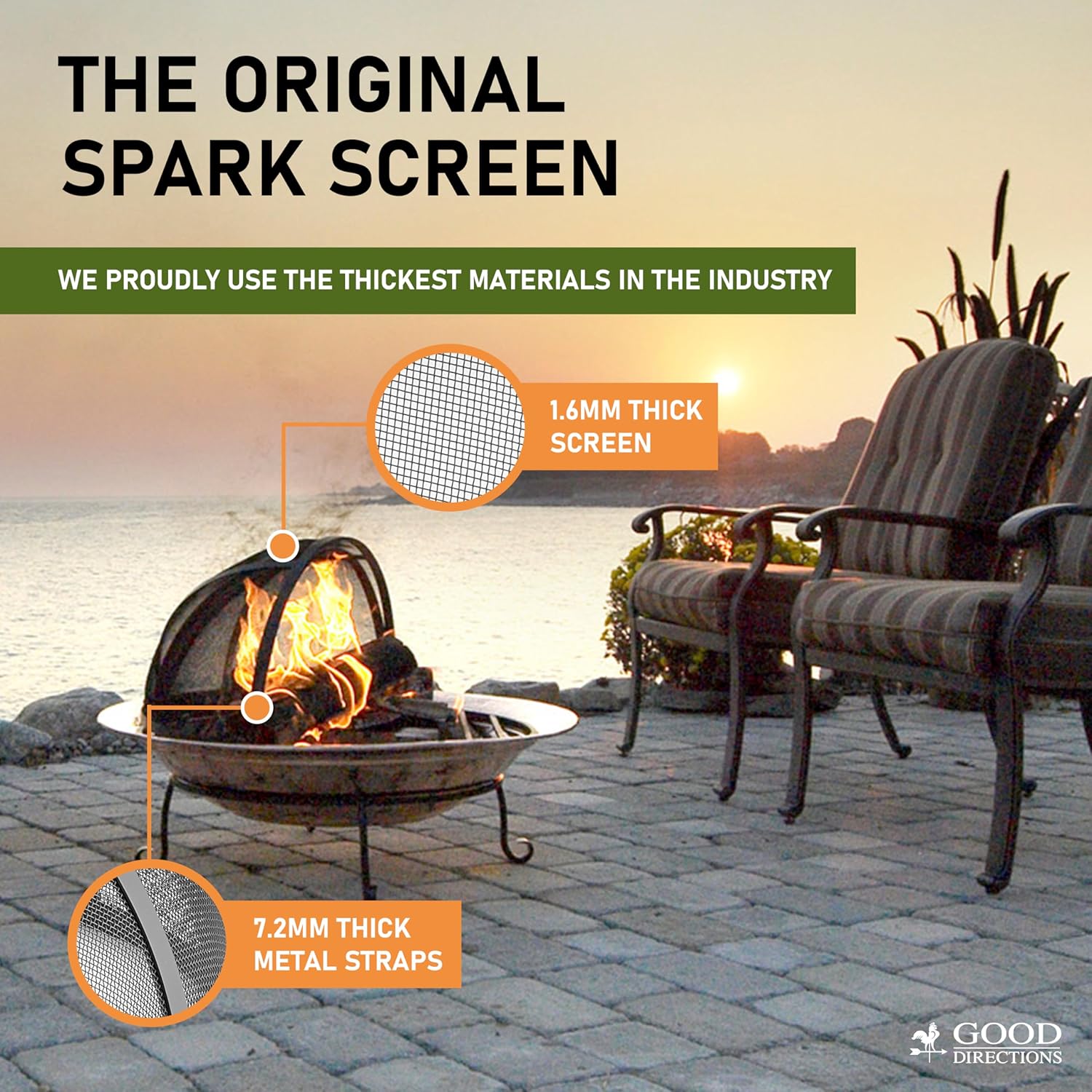 Good Directions 773 Heavy Duty Fire Pit Spark Screen Hinged for Easy Access, 19 Inch, Black
