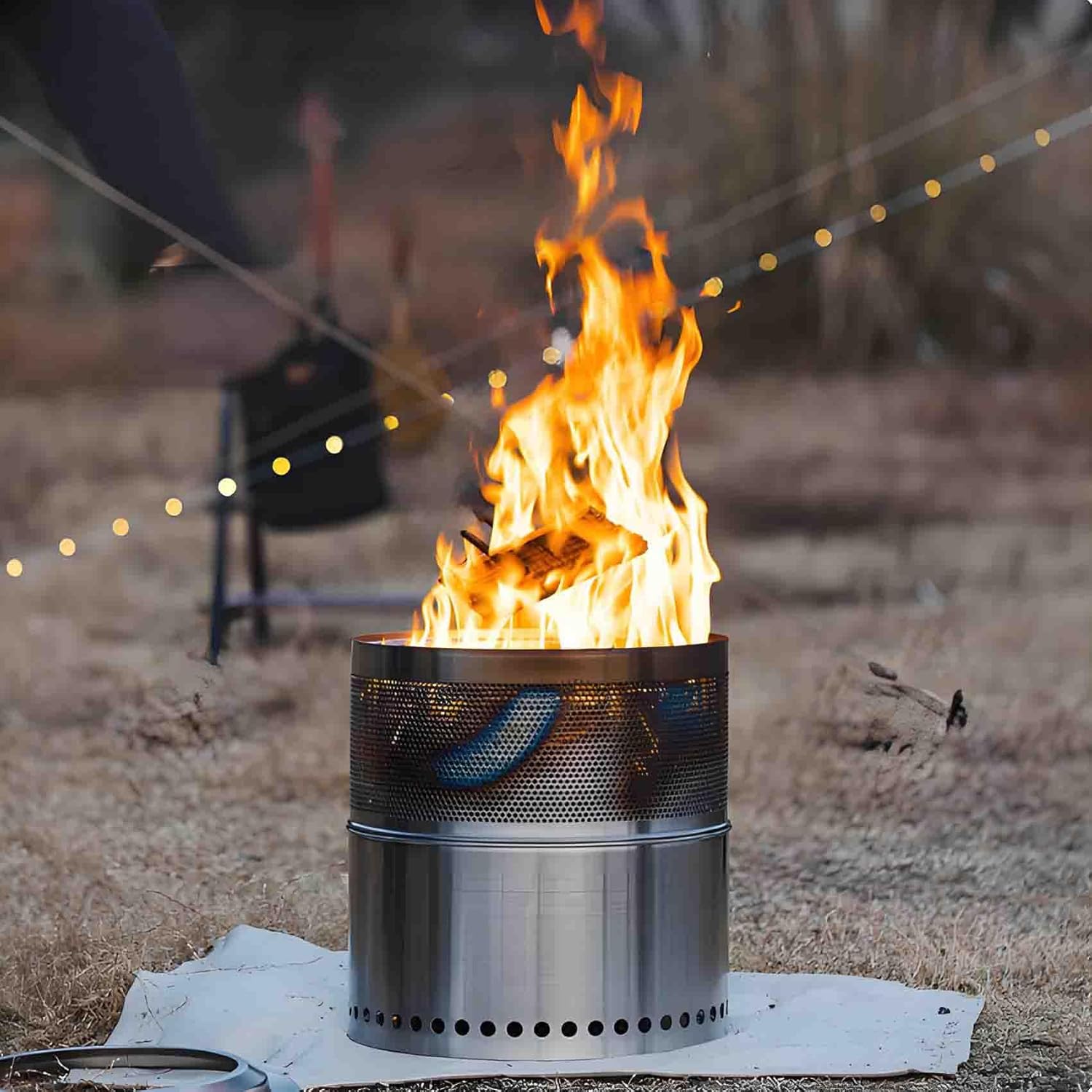 Smokeless Fire Pits for Outside, Wood Burning Stainless Steel Portable Outdoor Fireplace, for Bedroom, Living Room, Outdoor, Park, Yard (17.72 * 16.54in)