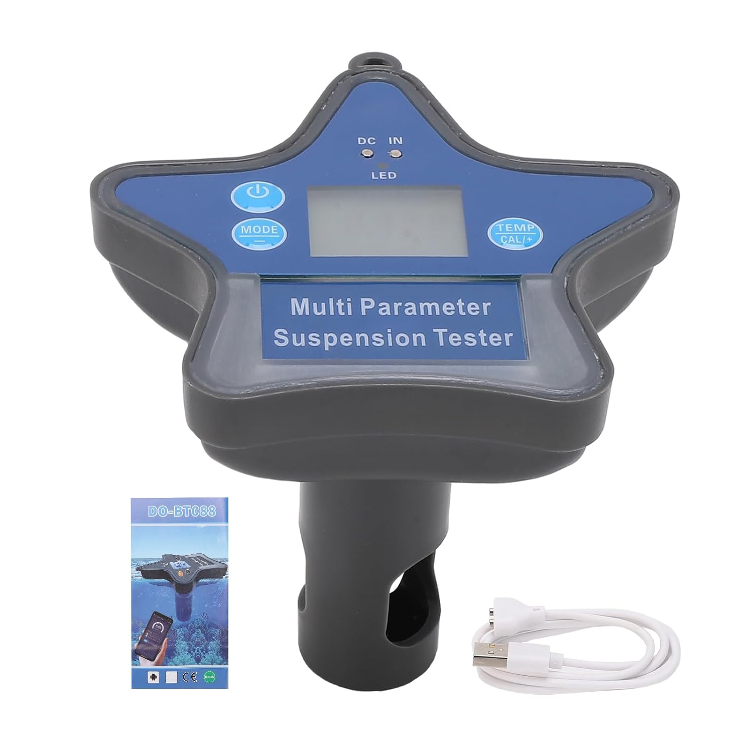Digital Water Tester for Aquaculture, Swimming Pool, Industrial Wastewater, Nine in One Water Quality Monitor with Floating Kit for Real time BT Transmission and Multi Language