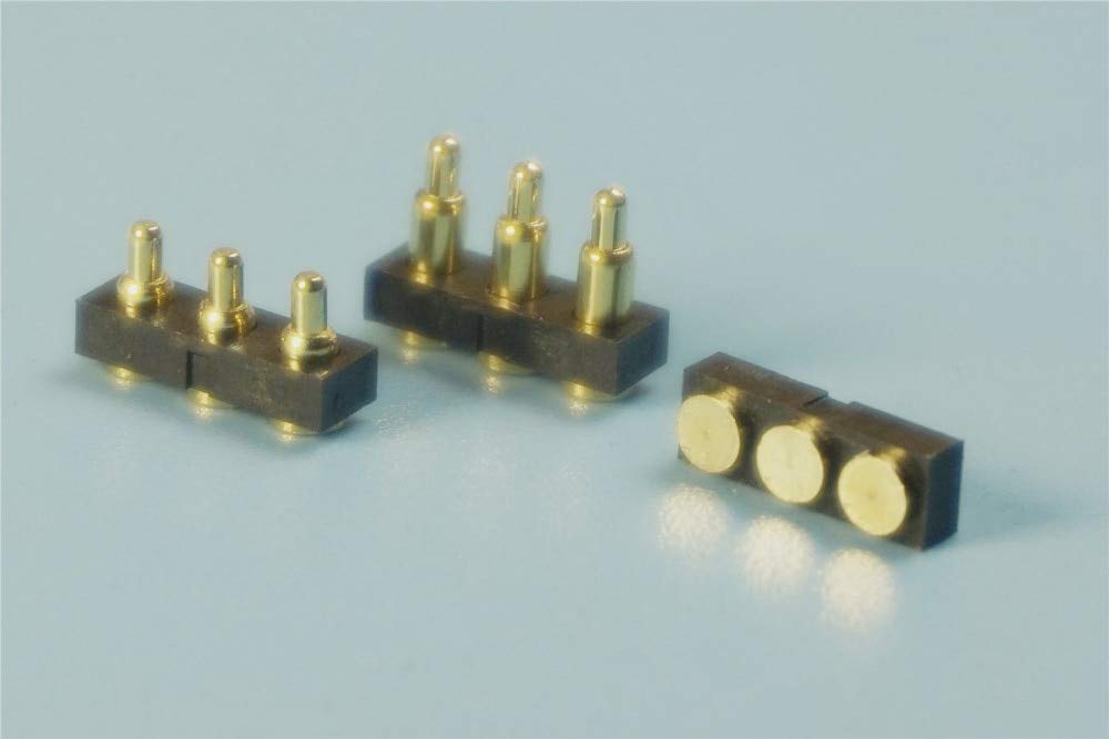 Gimax 100pcs Spring Loaded Pogo Pin Connector 3 Pin 2.54 mm Grid Height 2.0 2.5 3 3.5 4 4.5 5 5.5 6 6.5 7 7.5 8 8.5 9 9.5 10 mm SMD - (Color: Height 6.0)