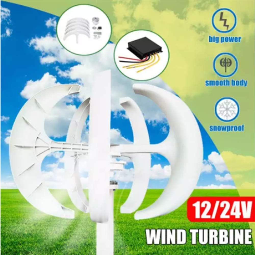 6000W 12V/24V Wind Turbines Generator Lantern for Home Streetlight 5 Blades Vertical Axis Electromagnetic Motor Kit