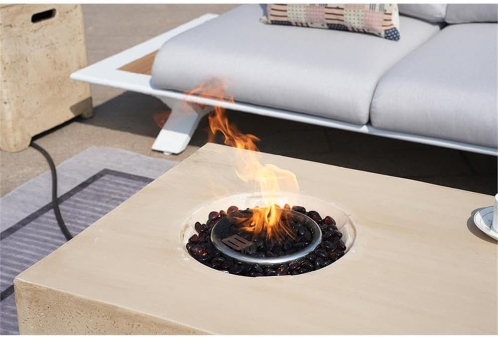 Direct Wicker Patio White Aluminum 7-Person Outdoor Seating Group with Fire Pits