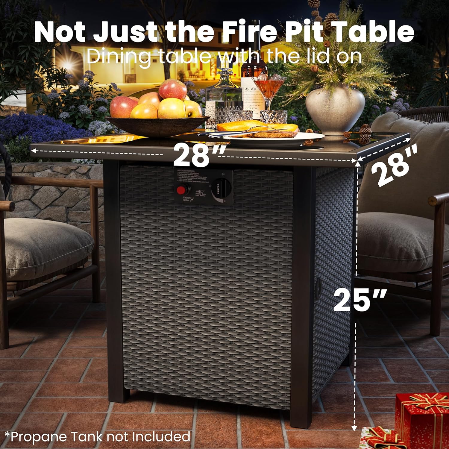Propane Fire Pit Table, Outdoor Fire Pit Table, 28
