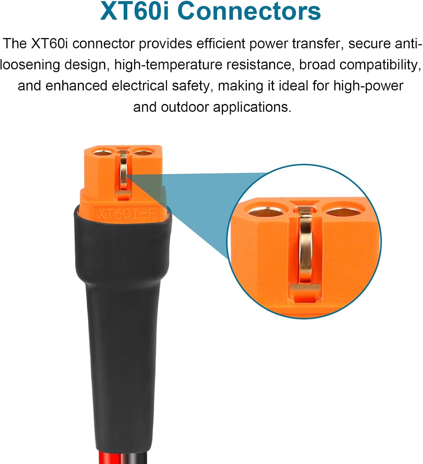 XRDS -RF Solar Panel Adapter Cable to XT60i 50FT - 10AWG XT60i Female Solar Cable Tinned Copper Wire with PVC Jacket, XT60i Solar Extension Cable for Power Station and Portable Generator
