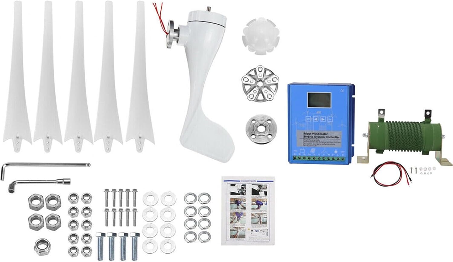 3000W Wind Turbine Generator 12V 24V 48V Windmill With MPPT Controller Power Supply Kit Solar Complementary Permanent Magnet Wind Turbine Generator Home Project Use Street Lighting ( Color : 48V )