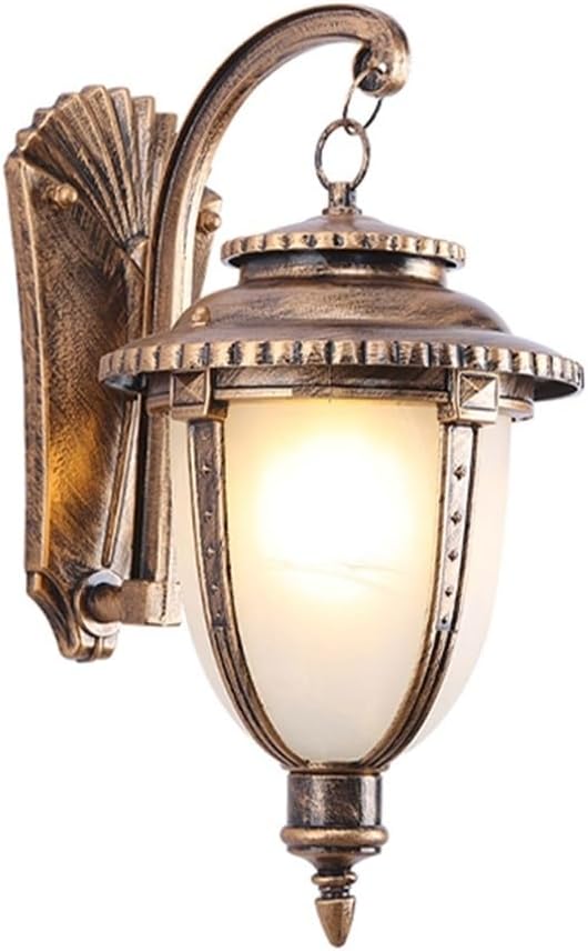 Outdoor Wall Mount Light Fixture Modern Exterior Wall Lantern E26 Socket Rustproof Waterproof Outside Porch Sconce Lighting with Frosted Glass Shade for House Garage Doorway Patio (Color : Copper, S