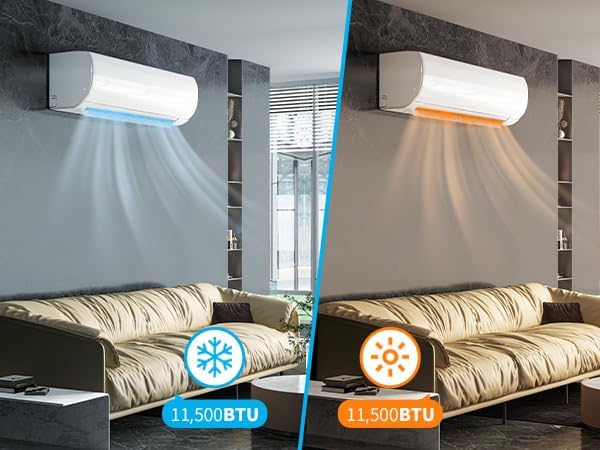 TABU-11500BTU Mini Split Air Conditioner&Heater with Heat Pump, 110-120V 19 SEER2 Wall-Mounted Ductless AC with Inverter, Compatible with Alexa, Energy Saving, Cools Rooms up to 750 Sq.Ft