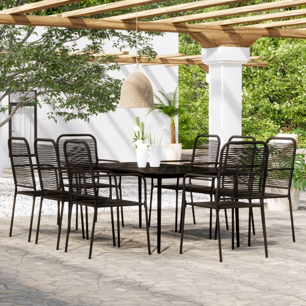 9 Piece Patio Dining Set Black,Elegant Outdoor Dining Set: Durable and Stylish for Gardens and Patios Furniture Sets for Patio, Lawn & Garden