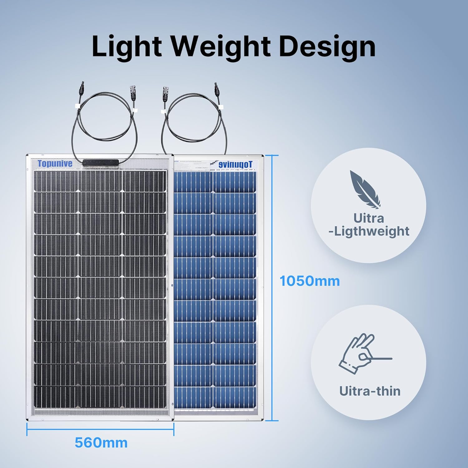 Bifacial 100W 12V Solar Panel 9BB Monocrystalline Cell 12 Volt for Marine RV Trailer Boat Cabin Van Car Uneven Surfaces 12V Battery Charge