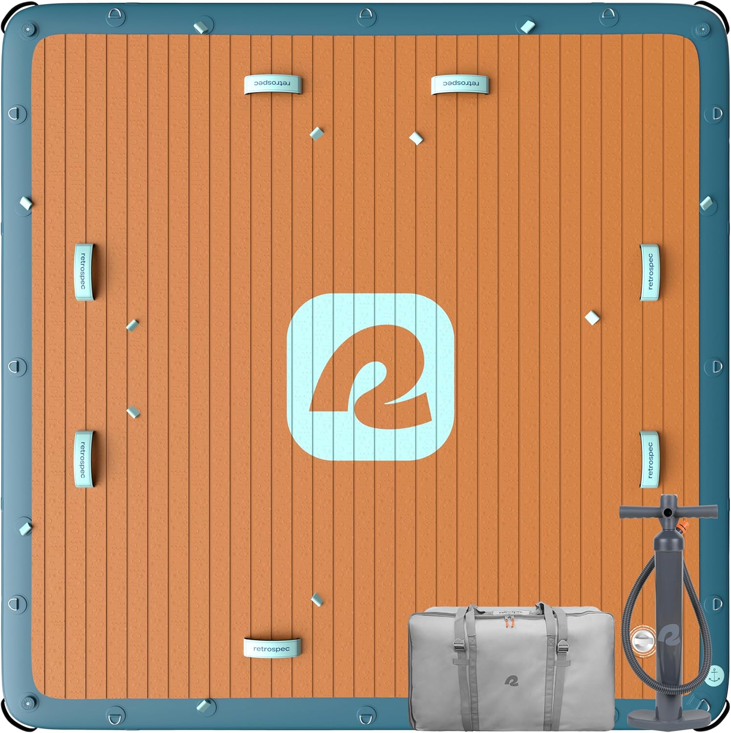 Retrospec Siesta Dock 7' & 10' XL Inflatable Floating Platform - Lake & Pool Essential with 1050lb & 1500lb Capacity - Multi-Person Water Dock with D-Rings & Pump