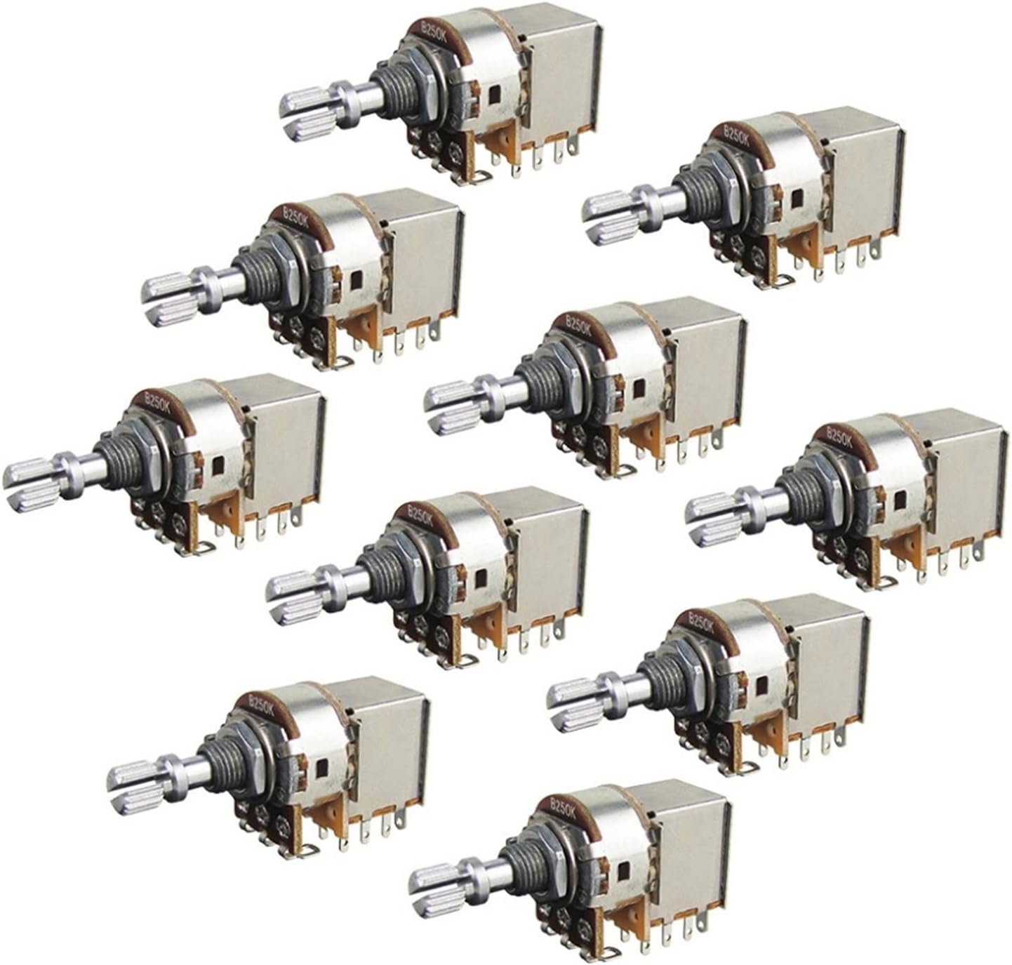KESHUO 20pcs Push Pull Converter Potentiometers B250K Pots Linear Taper Short Split Shaft for Electric Bass Guitar Guitar Kit Accessories