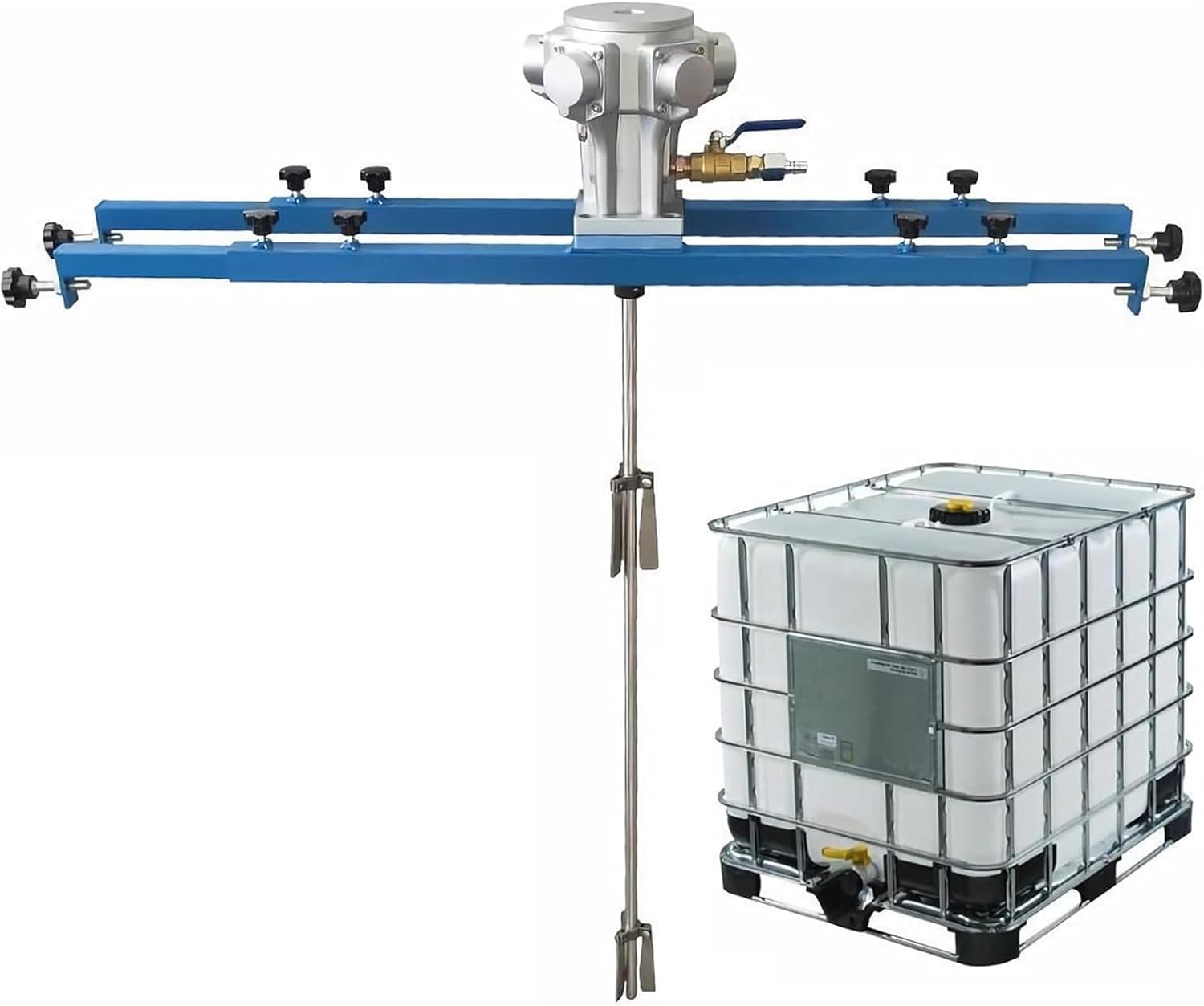 IBC Pneumatic Agitator | Pneumatic Air Paint Mixer | with Support Hanger and Folding Blades | 1000L Paint Stirring Machine | Mixing Rod Length 880/960 MM | for IBC Totes and Drums