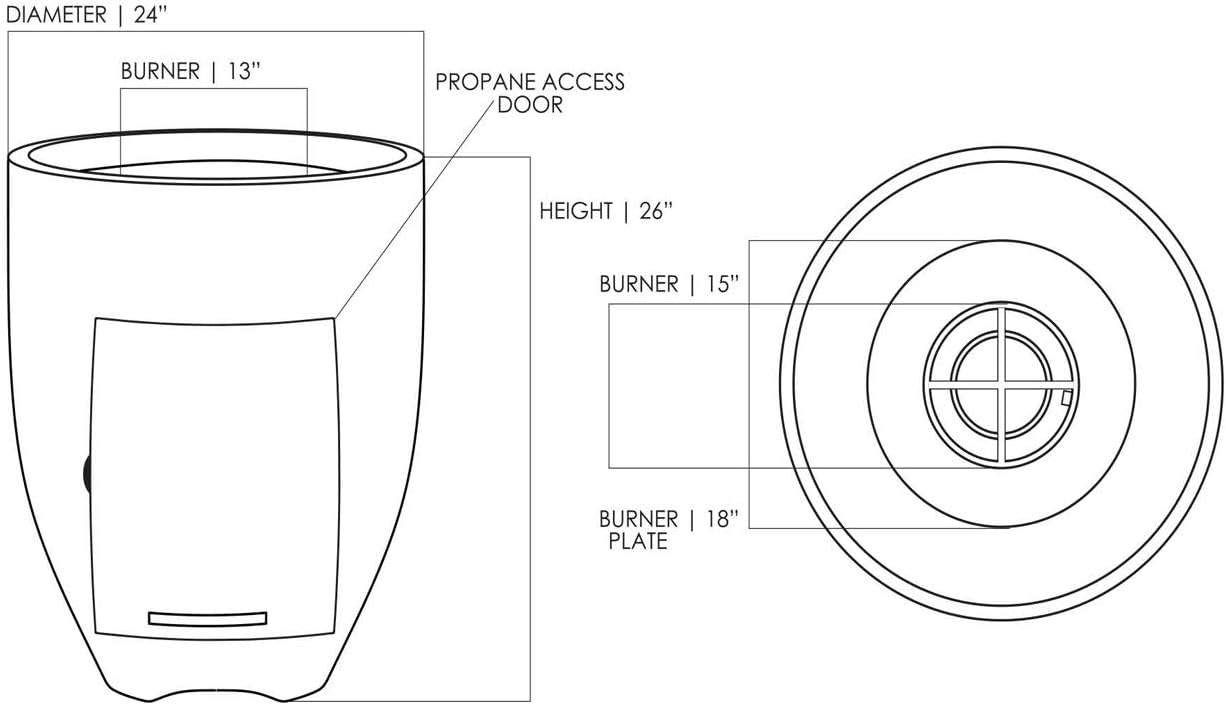 Prism Hardscapes Pentola 3 Concrete Propane Gas Fire Pit (PH-403-4LP), Pewter, 24-Inch
