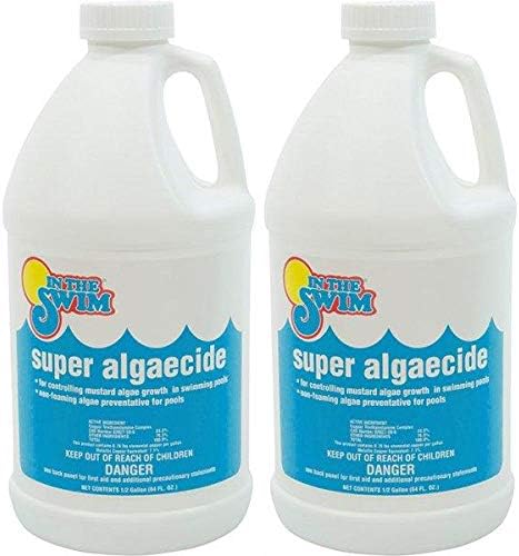 In The Swim Super Algaecide for Above Ground or Inground Swimming Pools – Low Odor, Non-Foaming Preventative for Yellow/Mustard Algae in Swimming Pools - 7.1% Chelated Copper – 1 Gallon