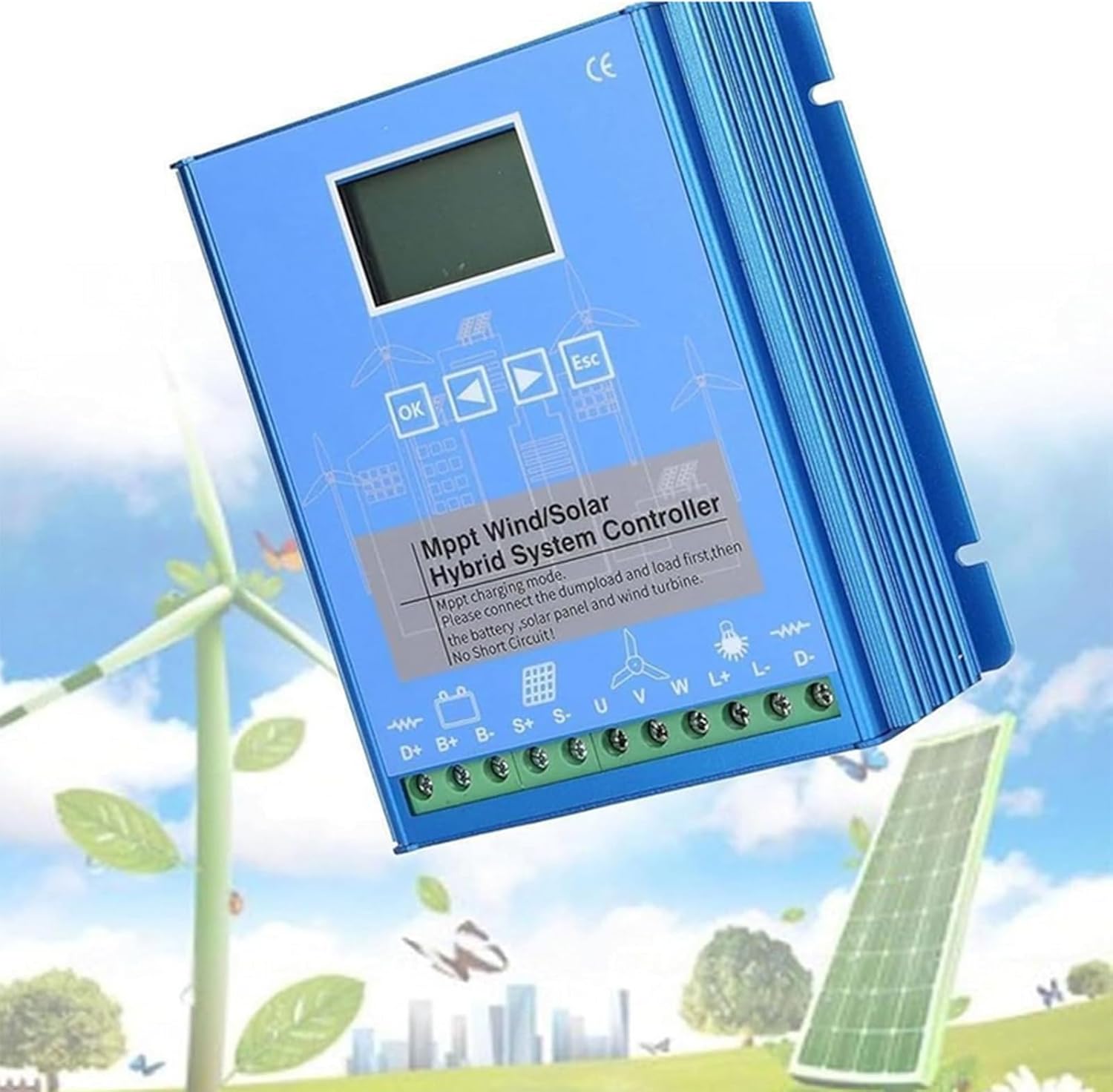 3000W Wind Solar Hybrid Charge Controller,12V/24V/48V Wind and Solar Complementary Regulator Charging Suitable for Charging Wind Turbines and Solar Panels ,12V