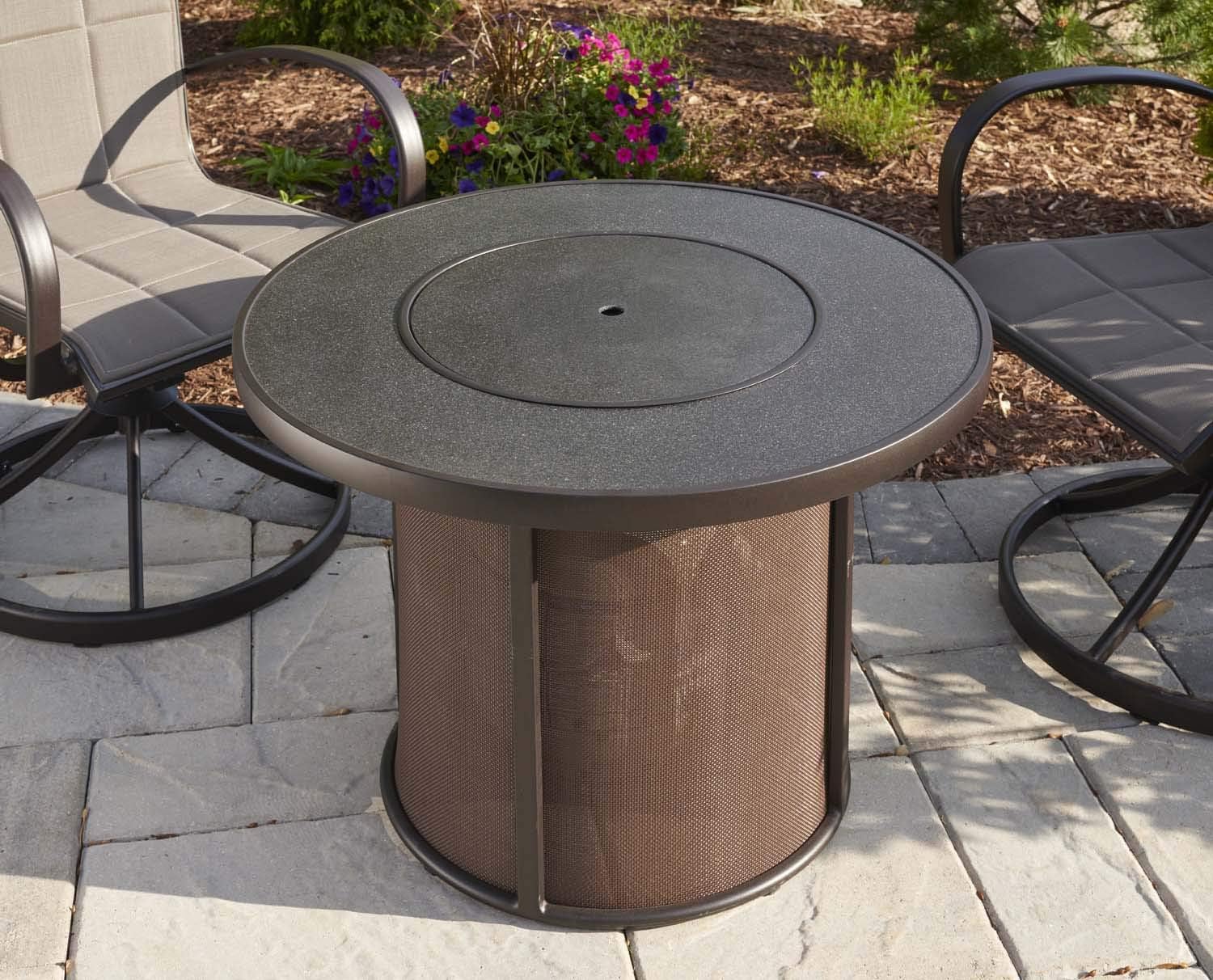 The Outdoor GreatRoom Company Stonefire Fire Table with Electronic Ignition (SF-32-K-CF-DSI-LP), Propane, 32x32-Inches