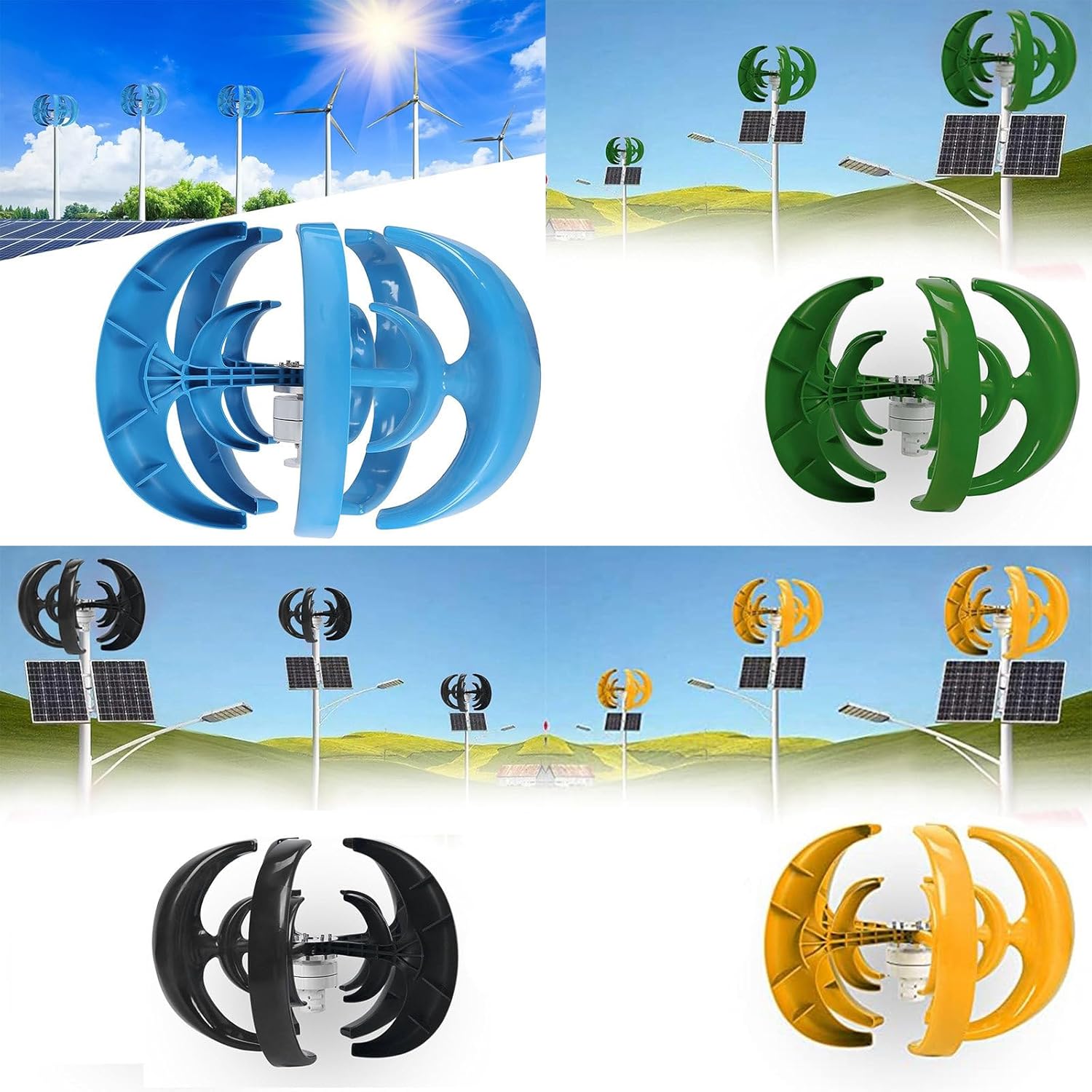 Dual Blades Wind Turbine Generator Kit Vertical with Controller, 12V 24V 300W Wind Generator for Home Use, Three-Phase AC Permanent Magnet Generator,Yellow-12V