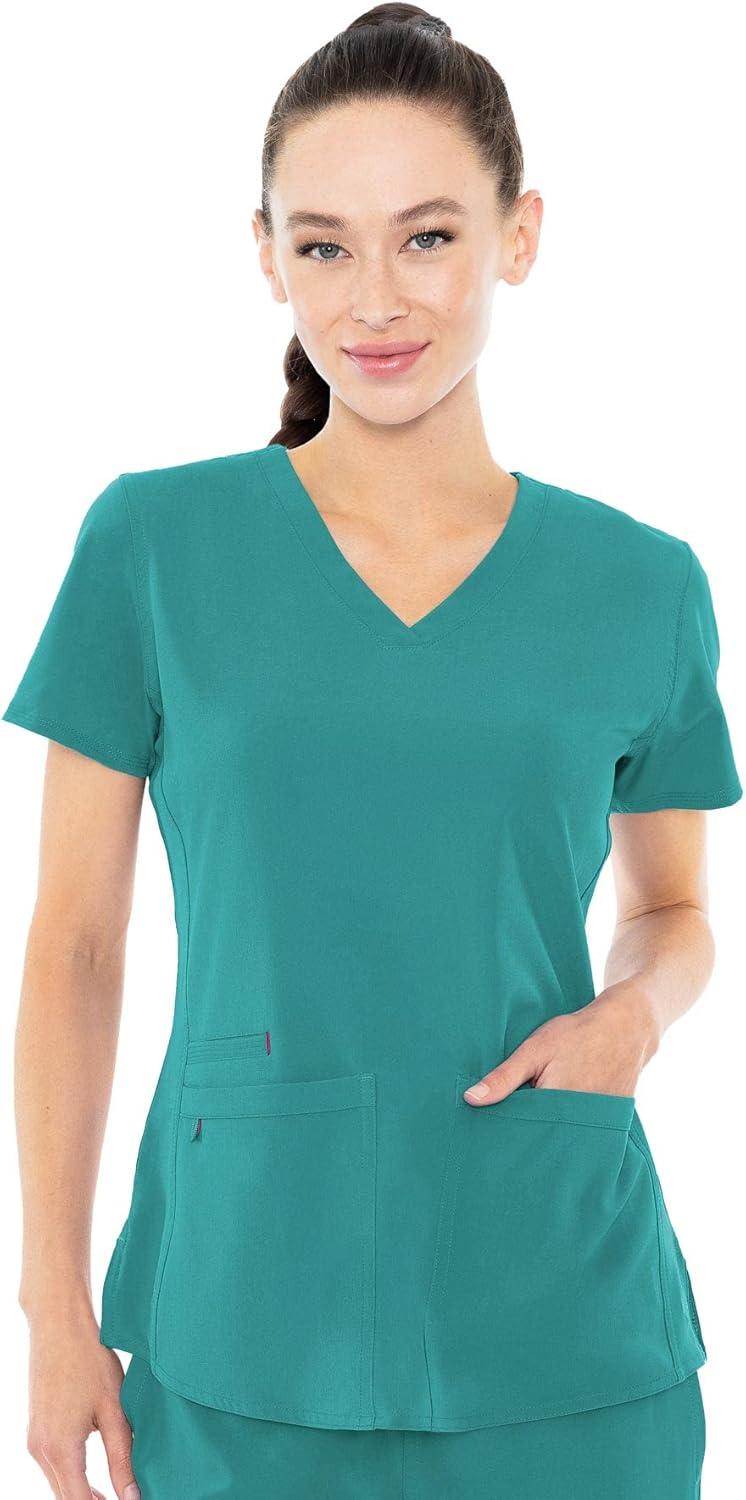 Med Couture Energy Women's Racerback V-Neck Shirttail Scrub Top