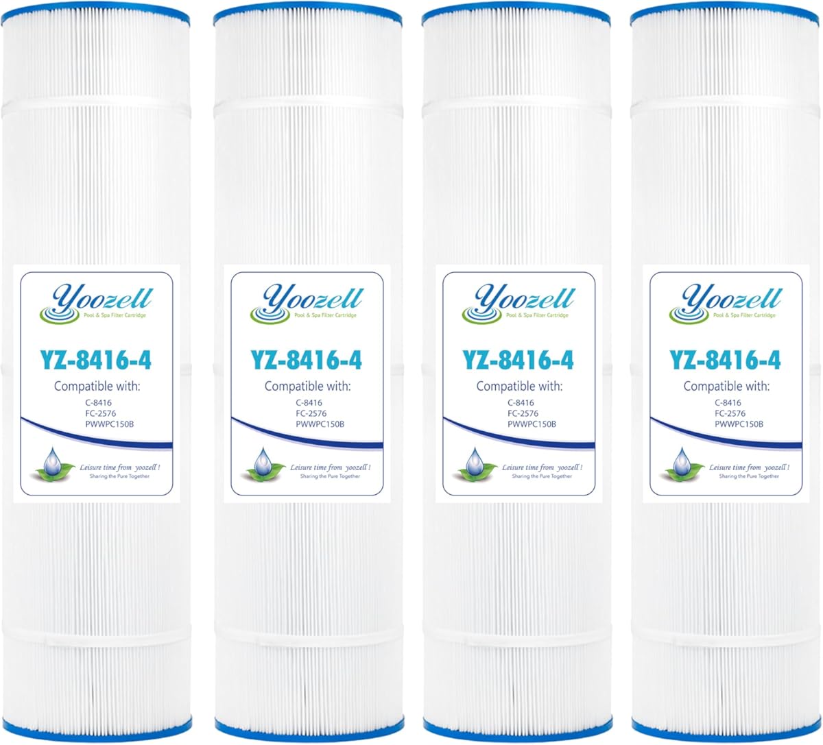 Swimming Pool Filter Replaces for C-8416, Filbur FC-2576, PWWPC150B, 25230-0150S, Posi-Clear PXC-150, Darlly 81504, 150 sq.ft Hot Tub Filter,4 Pack