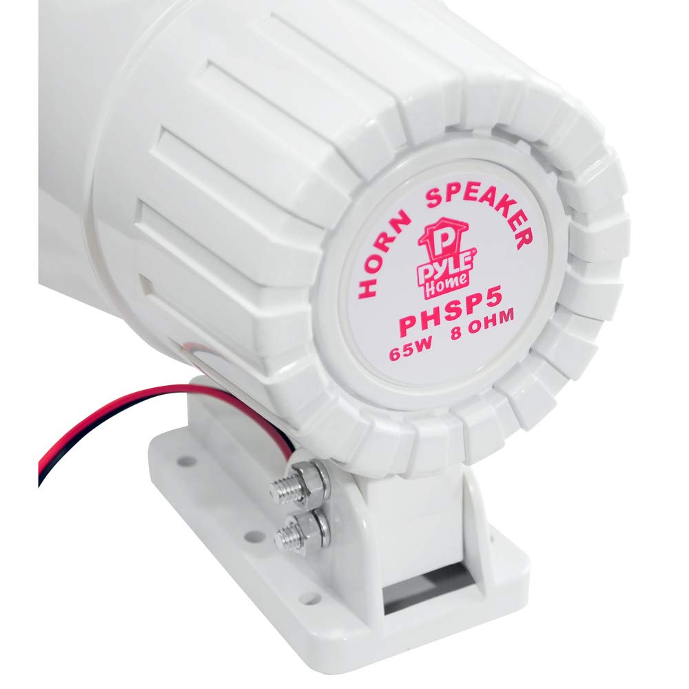 Pyle Home Home Audio Power Amplifier System with Bluetooth & Indoor/Outdoor PA Horn Speaker, White