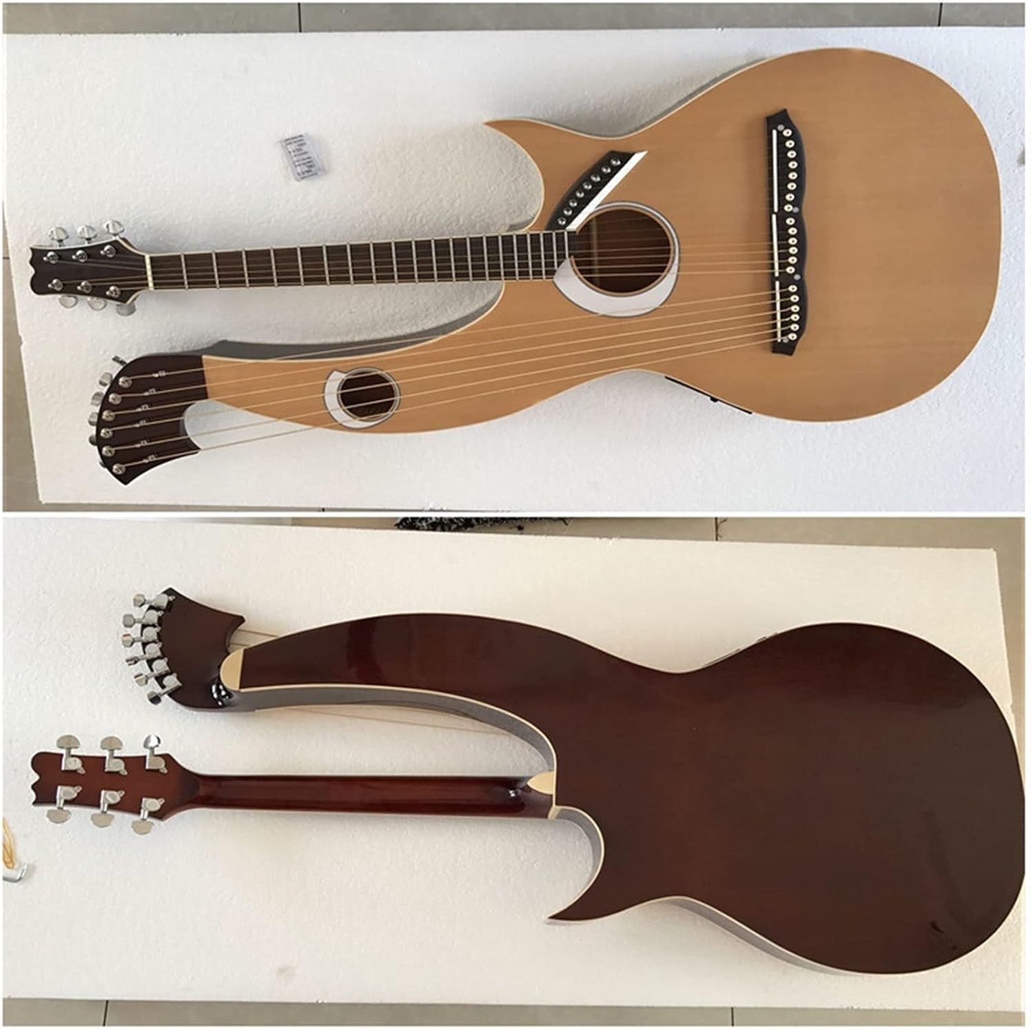 6/6/8 Strings Harp Acoustic Guitar Double Necks Electric Acoustic Guitar 41 Inches Fir Body Guitars (Color : Harp and hardcase Size : 41 inches) (Harp and Soft Bag 41 inches)