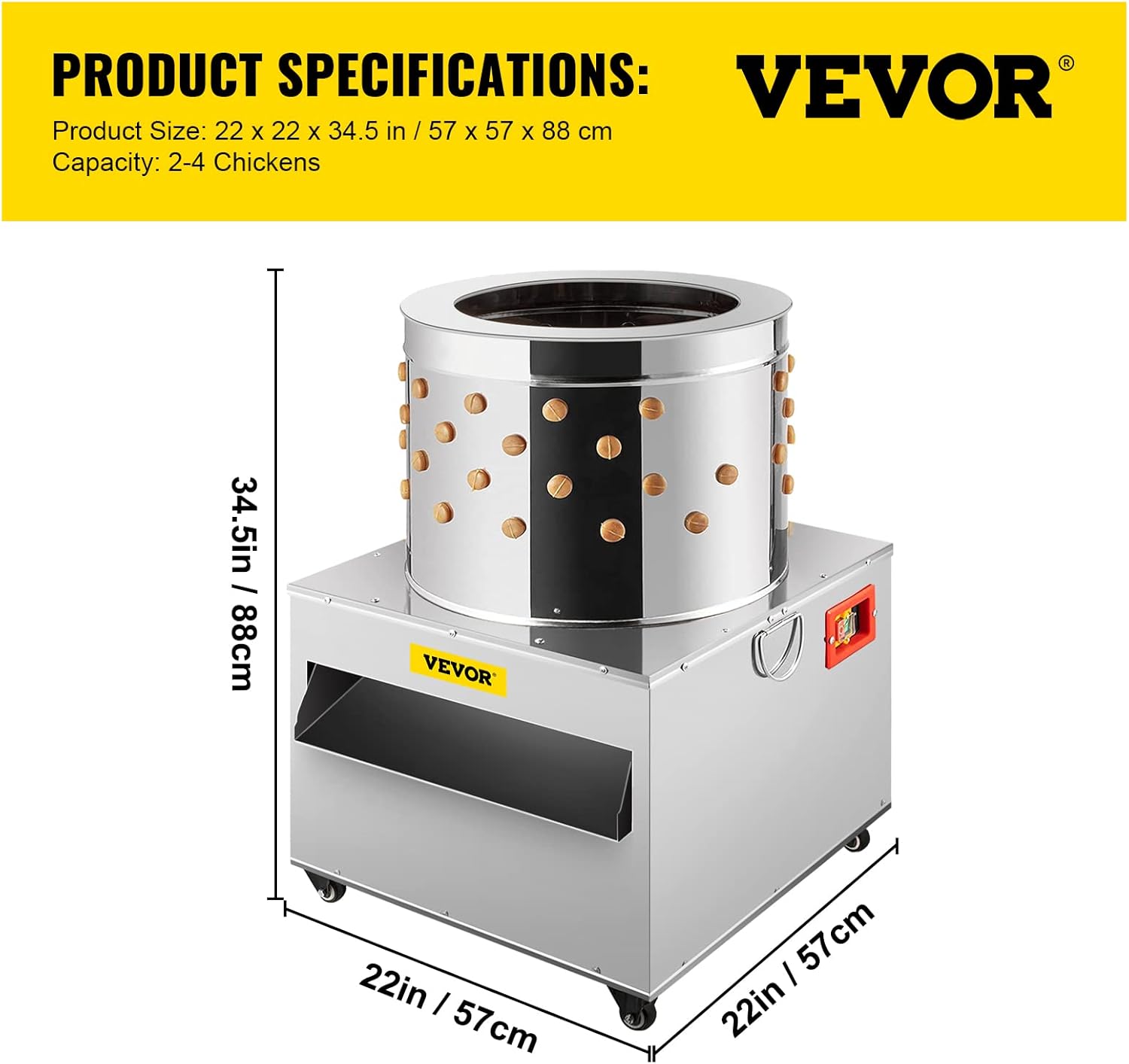VEVOR Chicken Plucker, 20Inch Barrel Diameter 1500W 275R/min De-Feather Remover Poultry Machine,Heavy Duty Feather Plucking Machine