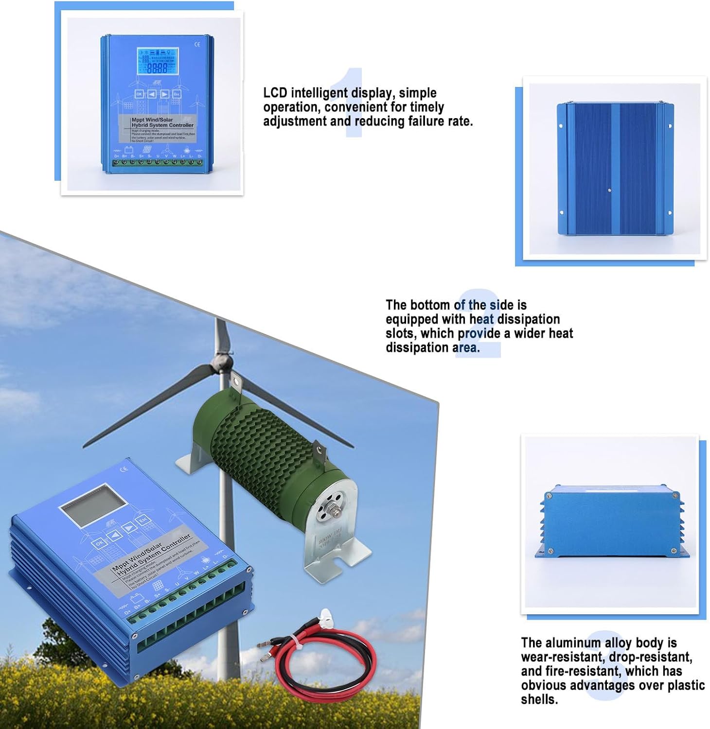Wind Solar Hybrid Charge Controller, Mppt Boost Regulator for Off Grid Systems, 12v, 24v, and 48v Wind Turbine Solar Panel Power Controller (with Load Shedding Function). 24V-13000W