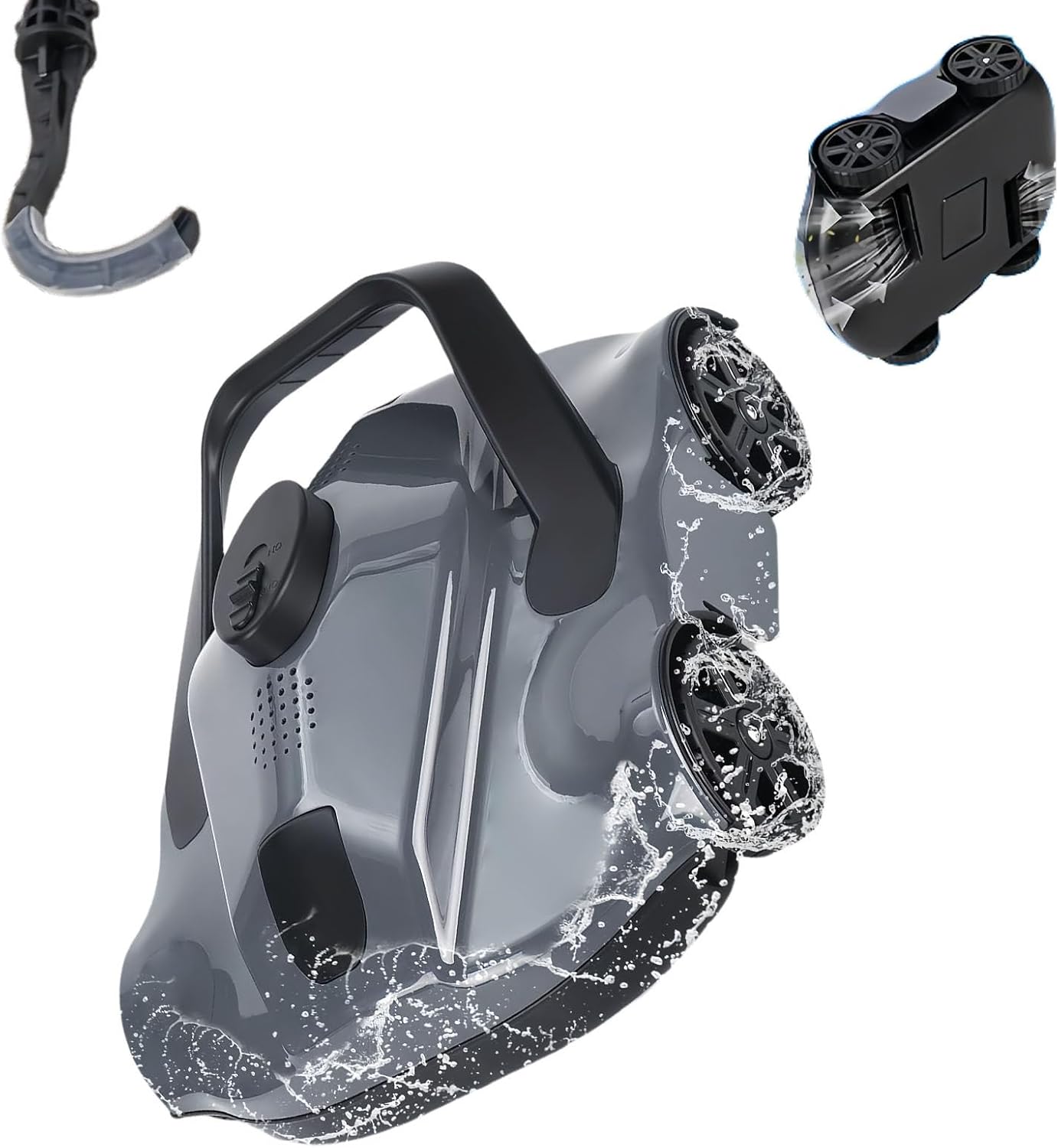 Pool Robot, Pool Vacuum Cleaner, Lasts 130 Minutes, Dual Powerful Suction Inlets, 1076 Square Feet Coverage, Automatic Cleaning and Parking, Robotic Pool Cleaner for In Ground Pools,Grey