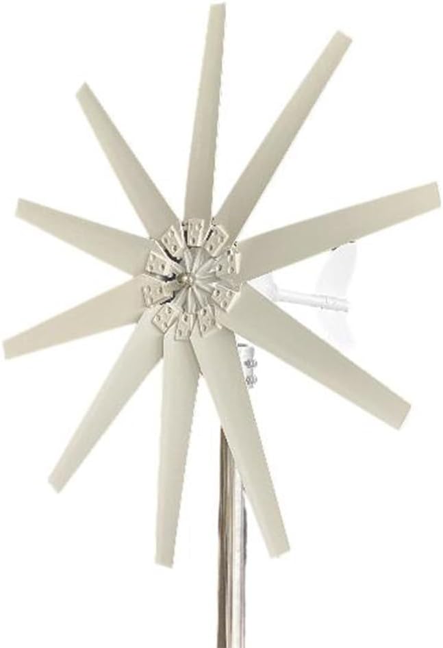 Low Noise 10 Blades 14000W Horizontal Wind Turbine Generator, Windmill 12V 24V 48V Complete Maglev Generator Set for Home Garden Boat(White)
