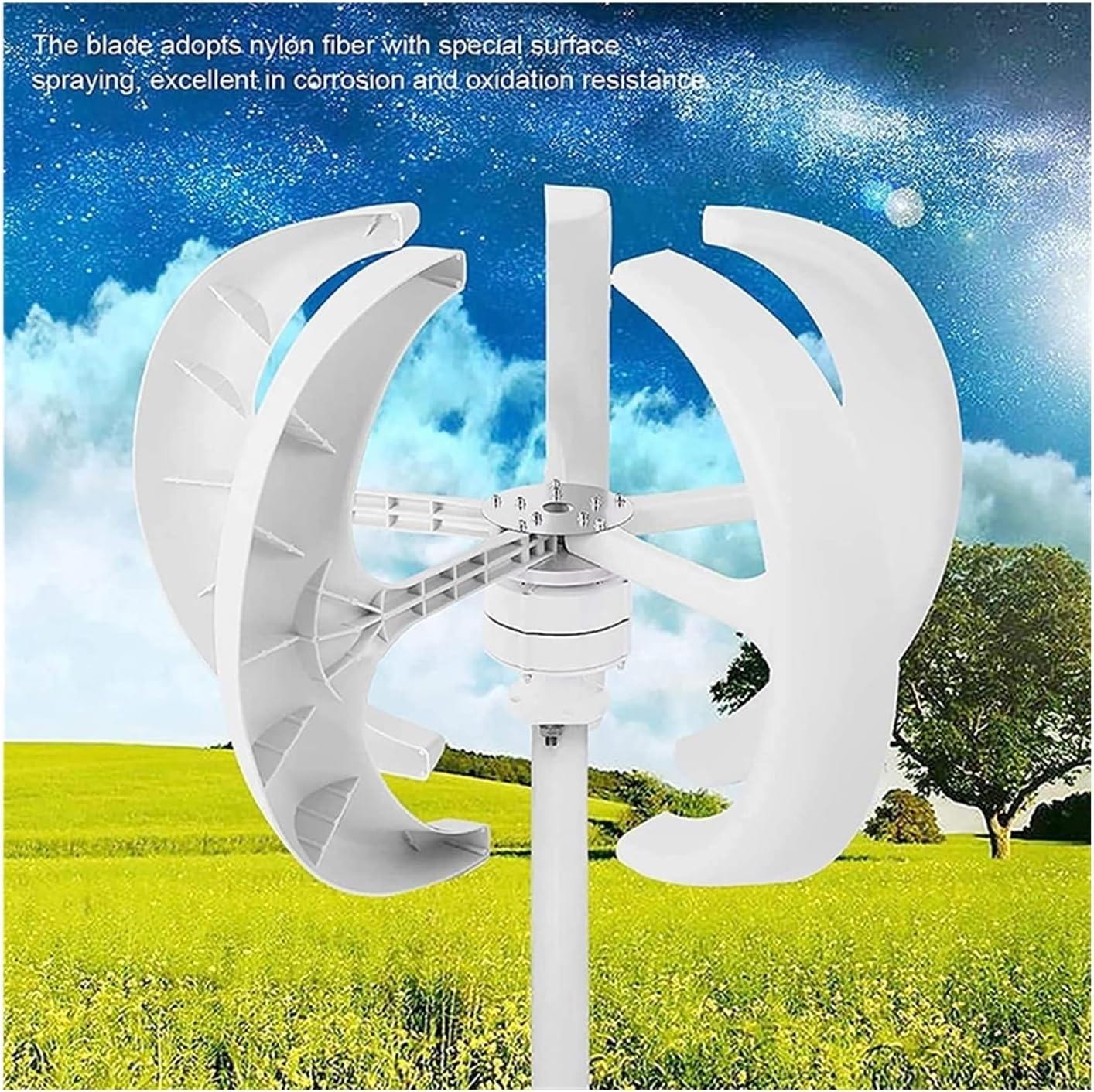 Wind Turbine Generator, 1000W Wind Turbine 12v 24v Vertical Axis Wind Turbine Small Windmill Free Energy Band MPPT Charge Controller For Home for Marine, RV, Home(Blue,WITH MPPT SET_24V)