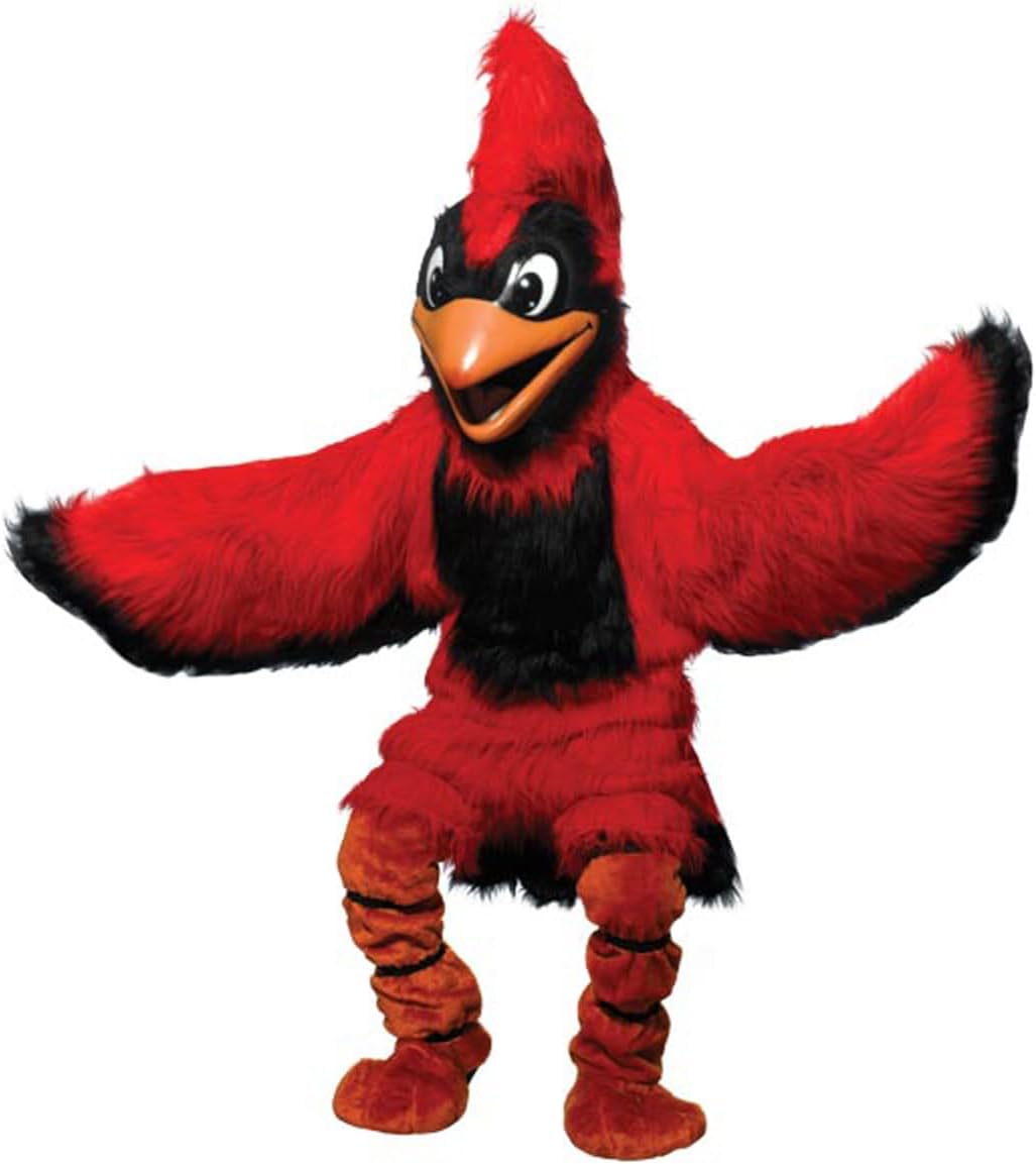 TCDesignerProducts Friendly Red Cardinal Mascot Costume, School Spirit Sports Fan Gear, Football Cheerleader Accessories, Homecoming