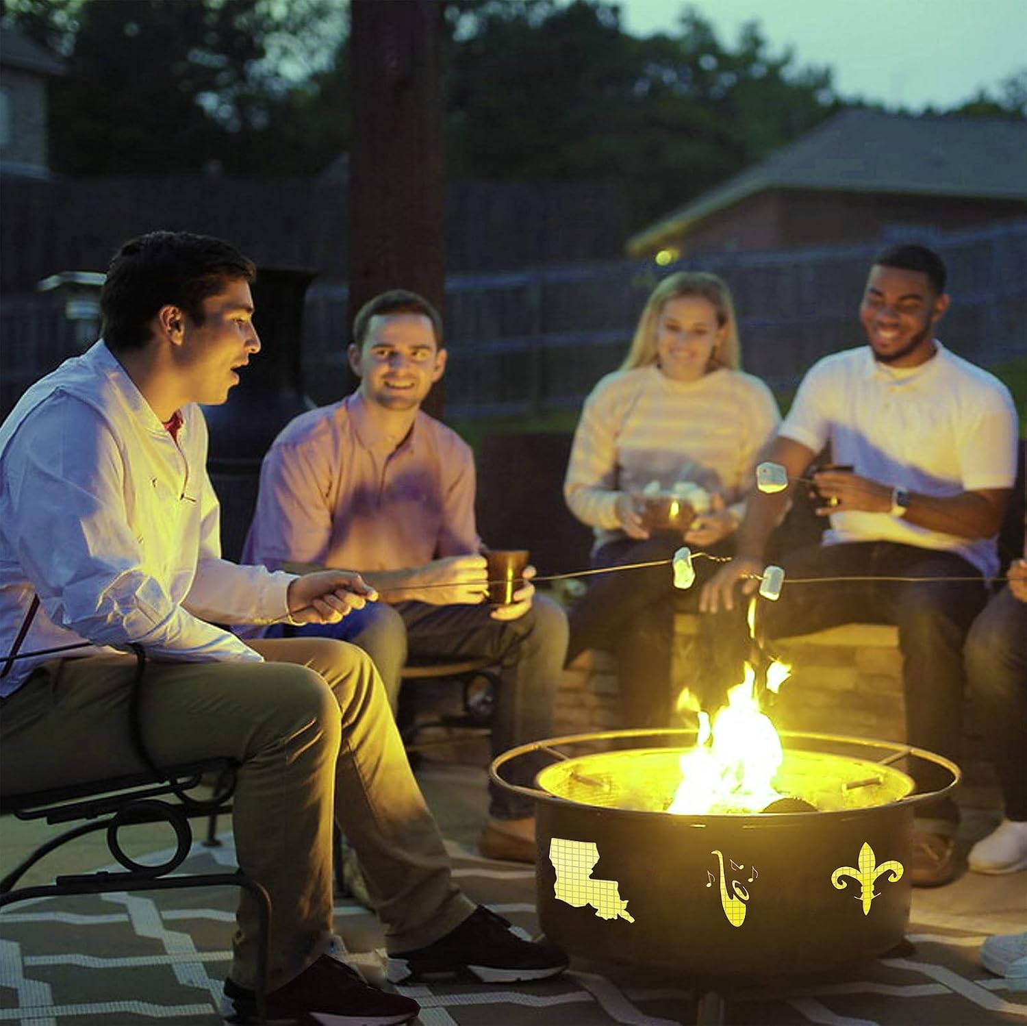 Patina Products F120 Mardi Gras Steel Outdoor Fire Pit - 24 x 24 x 11 inch - Natural Rust Patina Finish