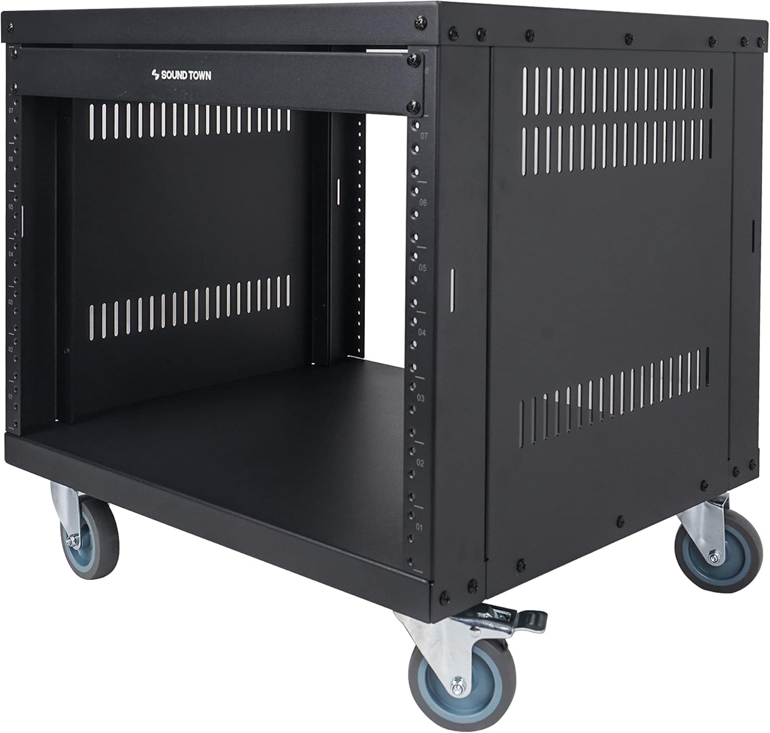 Sound Town 8U Universal Steel Rack, w/ 3