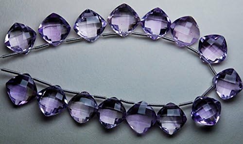 3 matched pairs, pink amethyst faceted cushion shape briolettes,10mm long