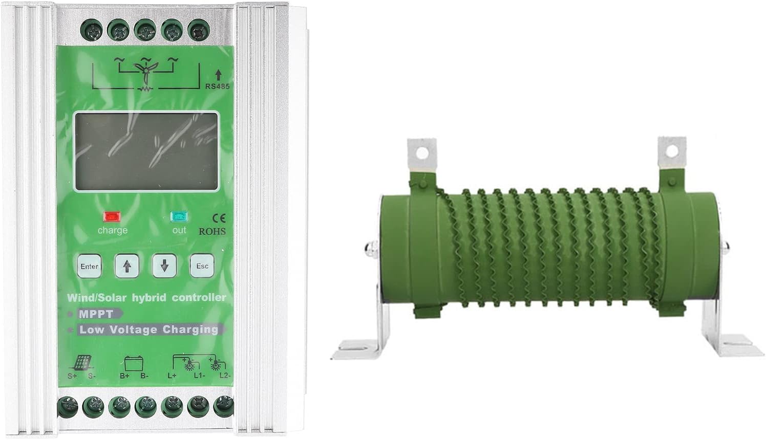 Hybrid Charge Controller 12 / 24V with LCD Display, 600W Wind 300W Solar, MPPT Boost Charge - High Efficiency, All - Round Protection, Ideal for Solar Panels and Wind Turbines