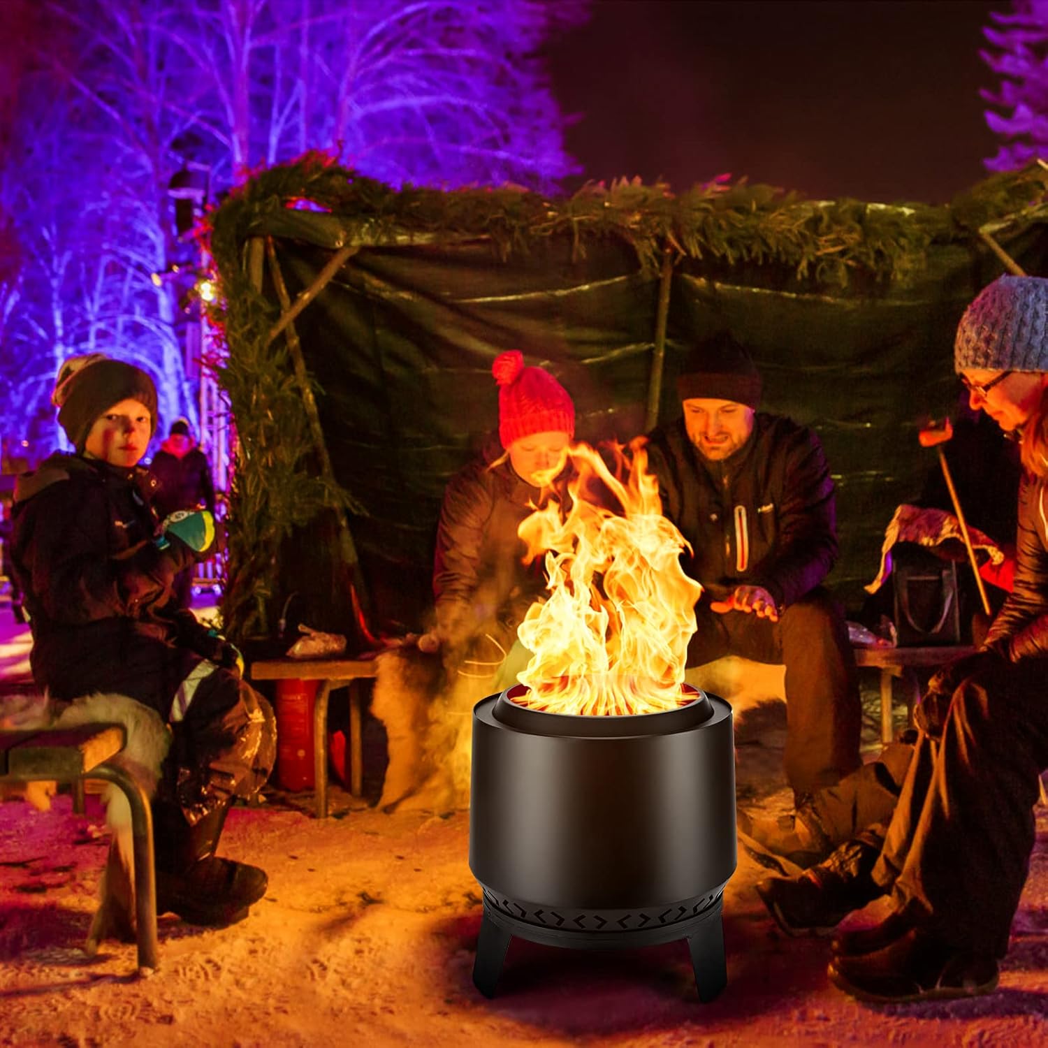 20 Inch Smokeless Fire Pit for Outside, Wood Burning Low Smoke Firepit with Removable Ash Pan, Outdoor Portable Bonfire Stove Fire Pits for Patio Backyard Cooking