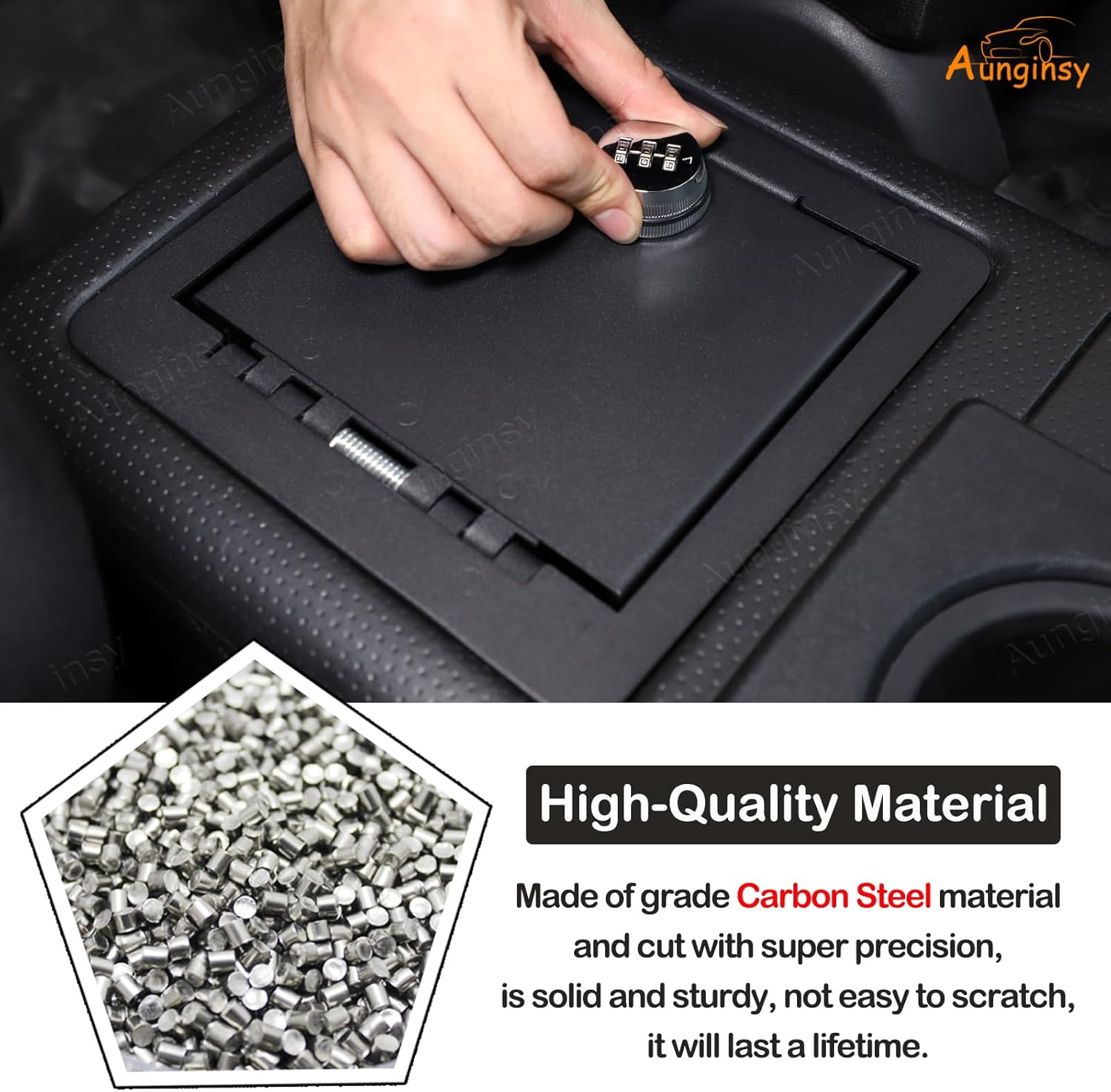 Car Center Console Lock Safe Box Armrest Storage Compatible with Toyota FJ Cruiser 2007-2021+ Center Console Lock Box Armrest Security Organizer Tray Vault with 3 Digit Combo Password Accessories