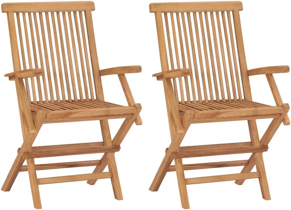 Folding Patio Chairs 2 pcs Solid Teak Wood,2Piece Premium Teak Patio Chair Set for Exceptional Outdoor Relaxation Outdoor Furniture, Outdoor Chairs