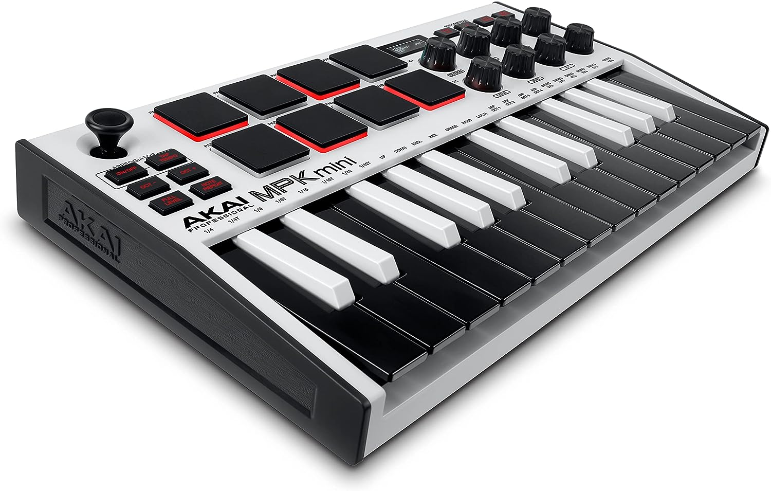 Akai Professional MPK Mini MK3-25 Key USB MIDI Keyboard Controller With 8 Backlit Drum Pads, 8 Knobs, Music Production Software and Native Instruments Sound Package (NKS Integration), White