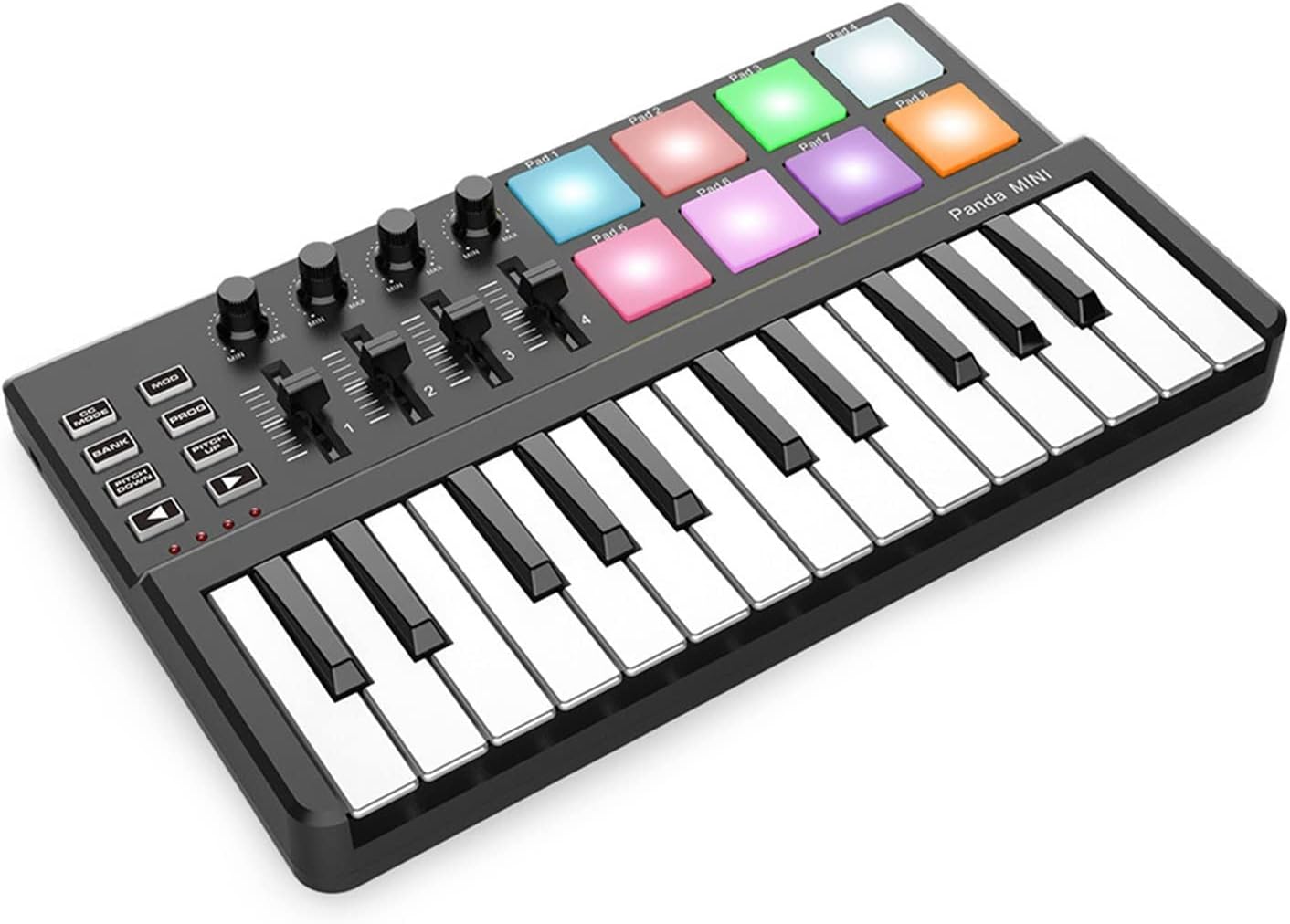 Keyboard Piano 25-Key Ultra-Portable USB MIDI Keyboard Controller 8 Colorful Backlit Trigger Pads