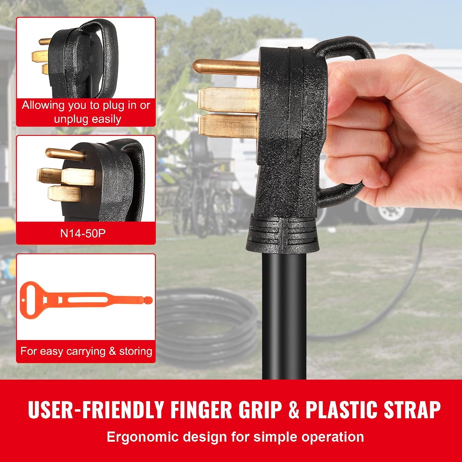 Happybuy 50ft 50 Amp Generator Extension Cable, 125V 250V, with Special Connectors